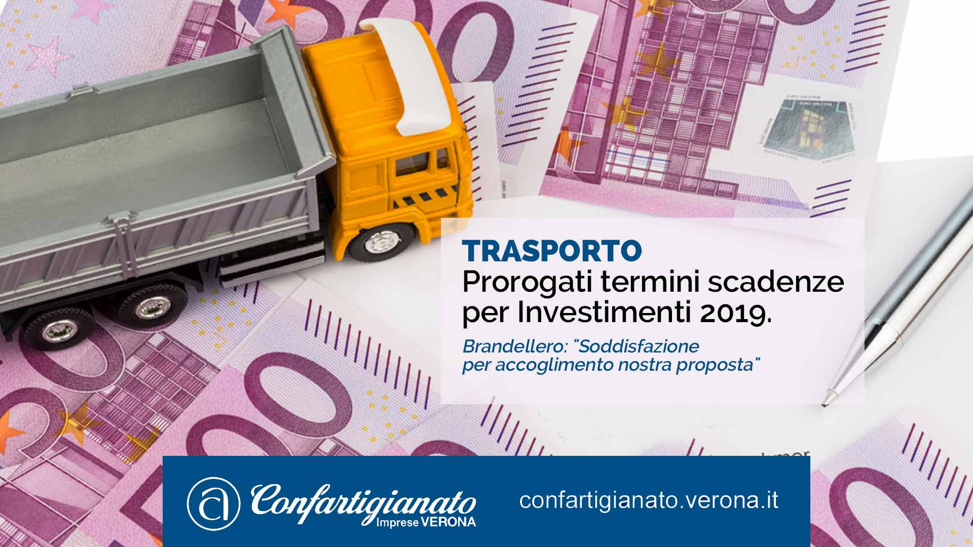 TRASPORTI – Prorogati termini scadenze per Investimenti 2019. Brandellero: "Soddisfazione per accoglimento nostra proposta"