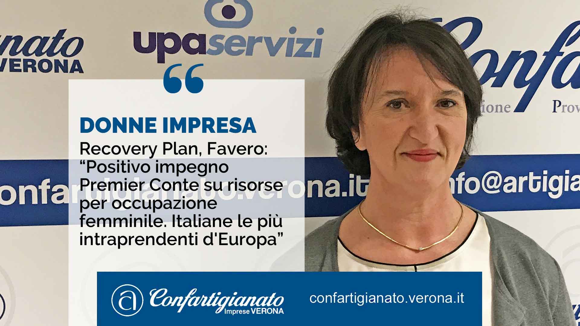 Recovery Plan, Favero: “Positivo impegno Premier Conte su risorse per occupazione femminile. Italiane le più intraprendenti d'Europa”