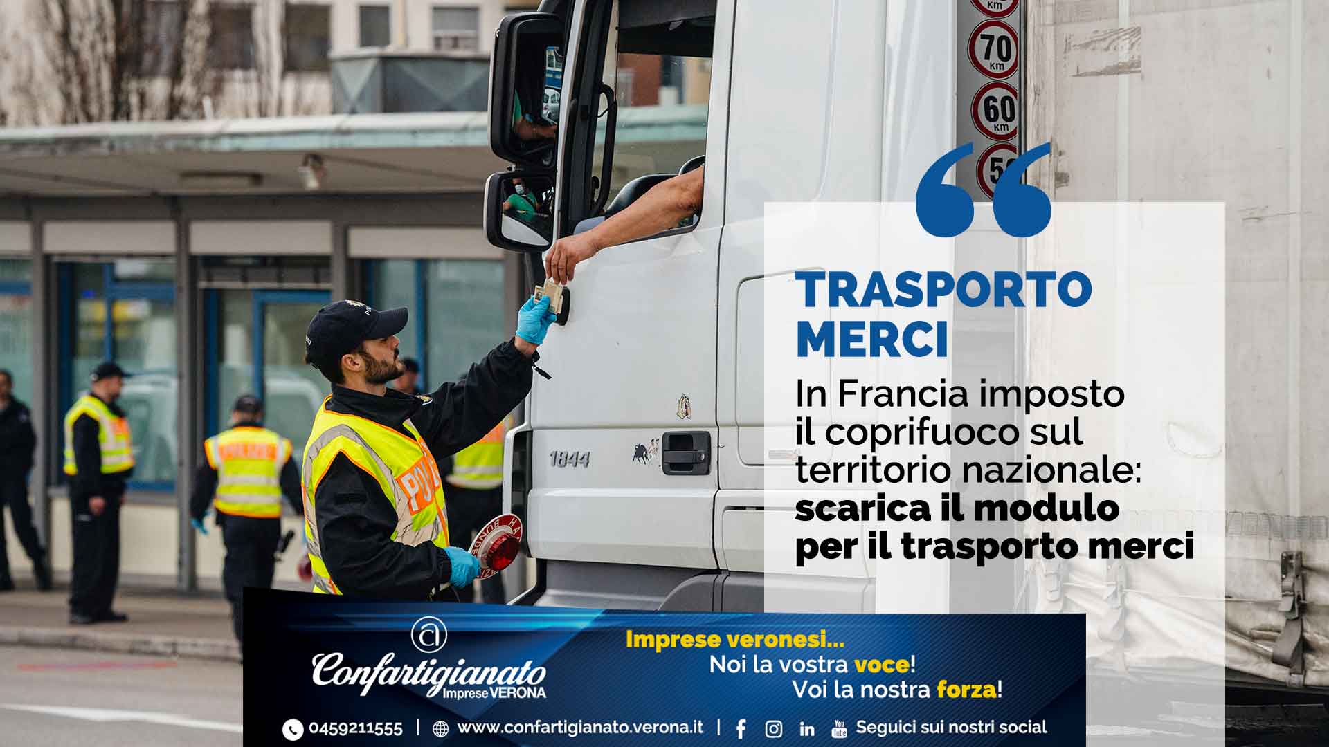AUTOTRASPORTO – In Francia imposto il coprifuoco sul territorio nazionale: scarica il modulo per il trasporto merci