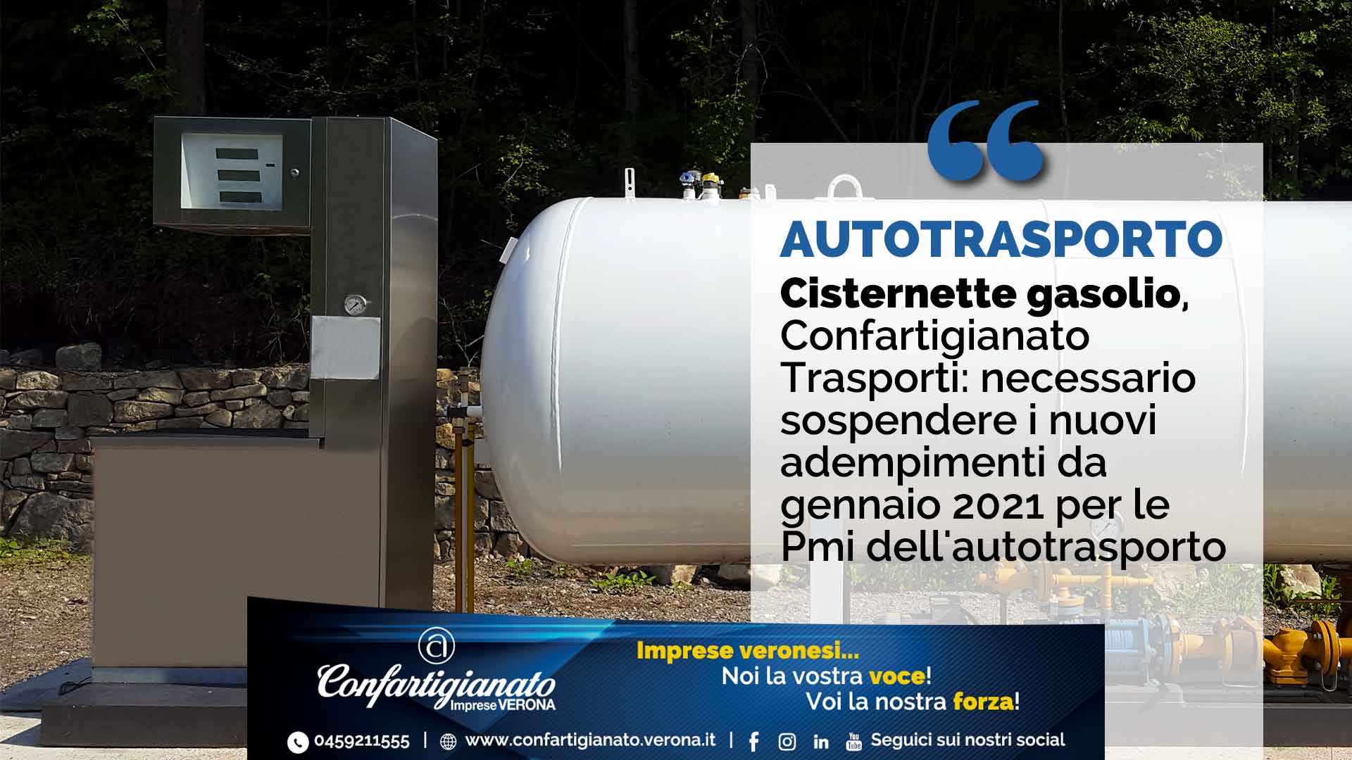 TRASPORTI – Cisternette gasolio, Confartigianato Trasporti: necessario sospendere i nuovi adempimenti da gennaio 2021 per le Pmi dell'autotrasporto