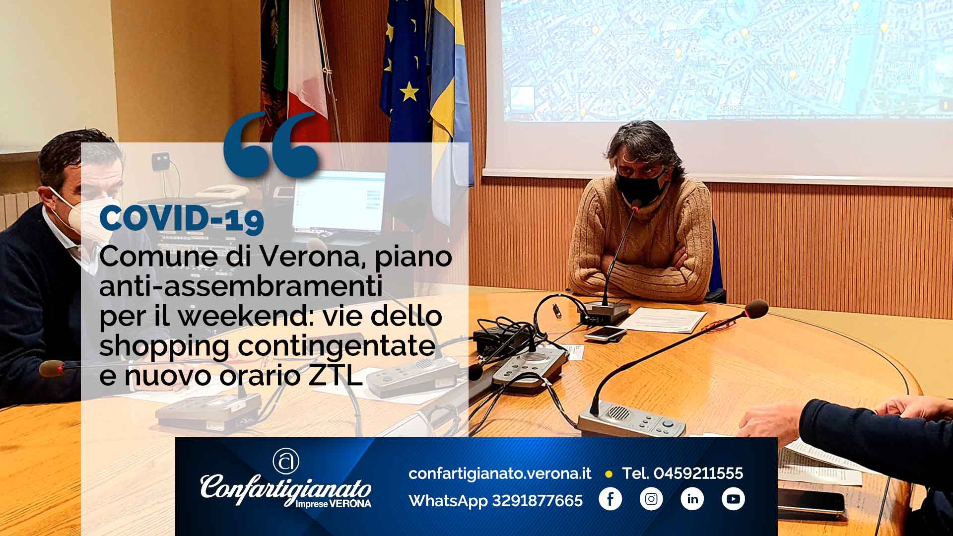 COVI-19 – Comune di Verona, piano anti assembramenti per il weekend: vie dello shopping contingentate e nuovo orario ZTL
