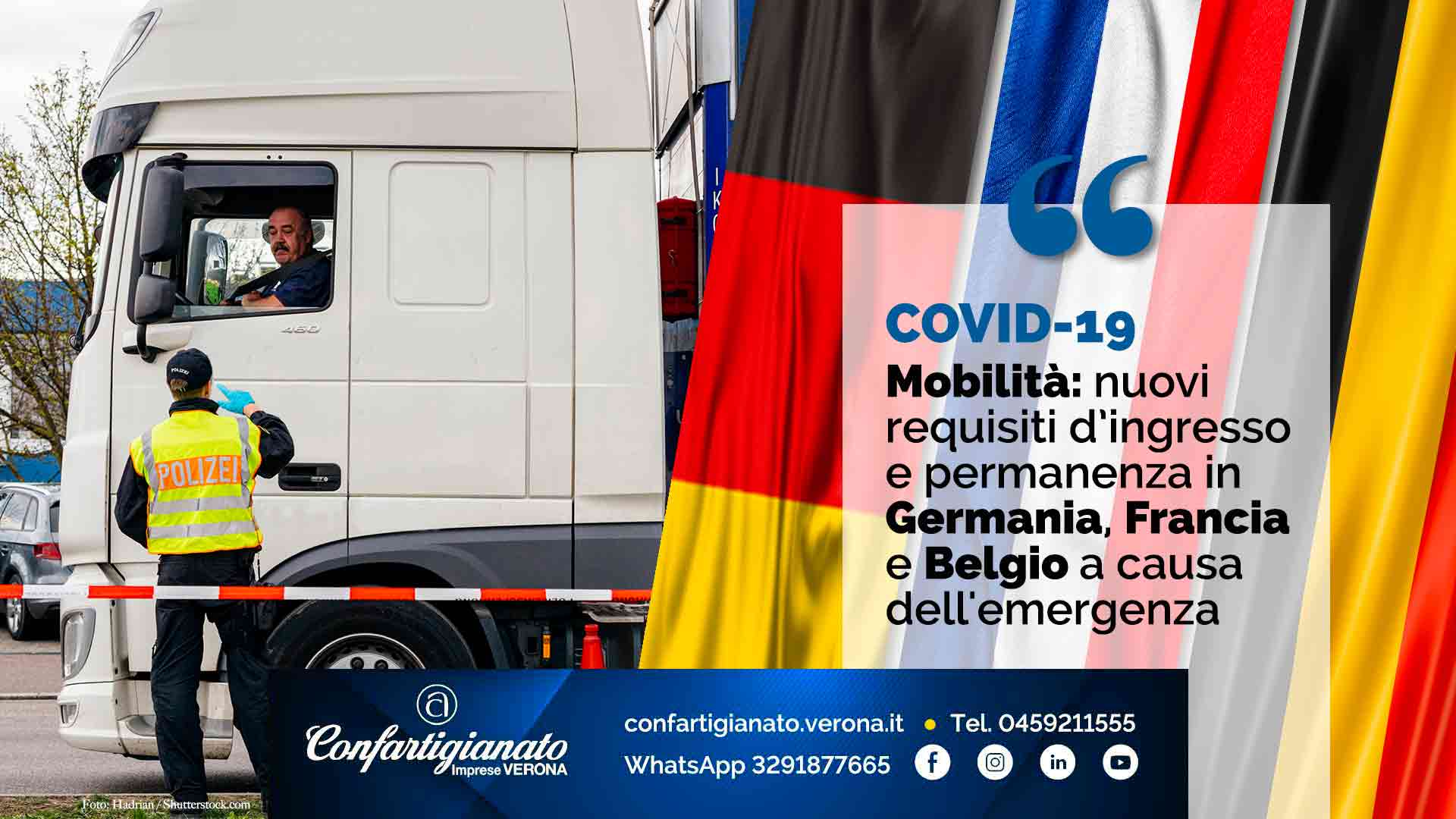 COVID-19 – Mobilità e Trasporti: nuovi requisiti di ingresso e permanenza in Germania, Francia e Belgio a causa dell'emergenza