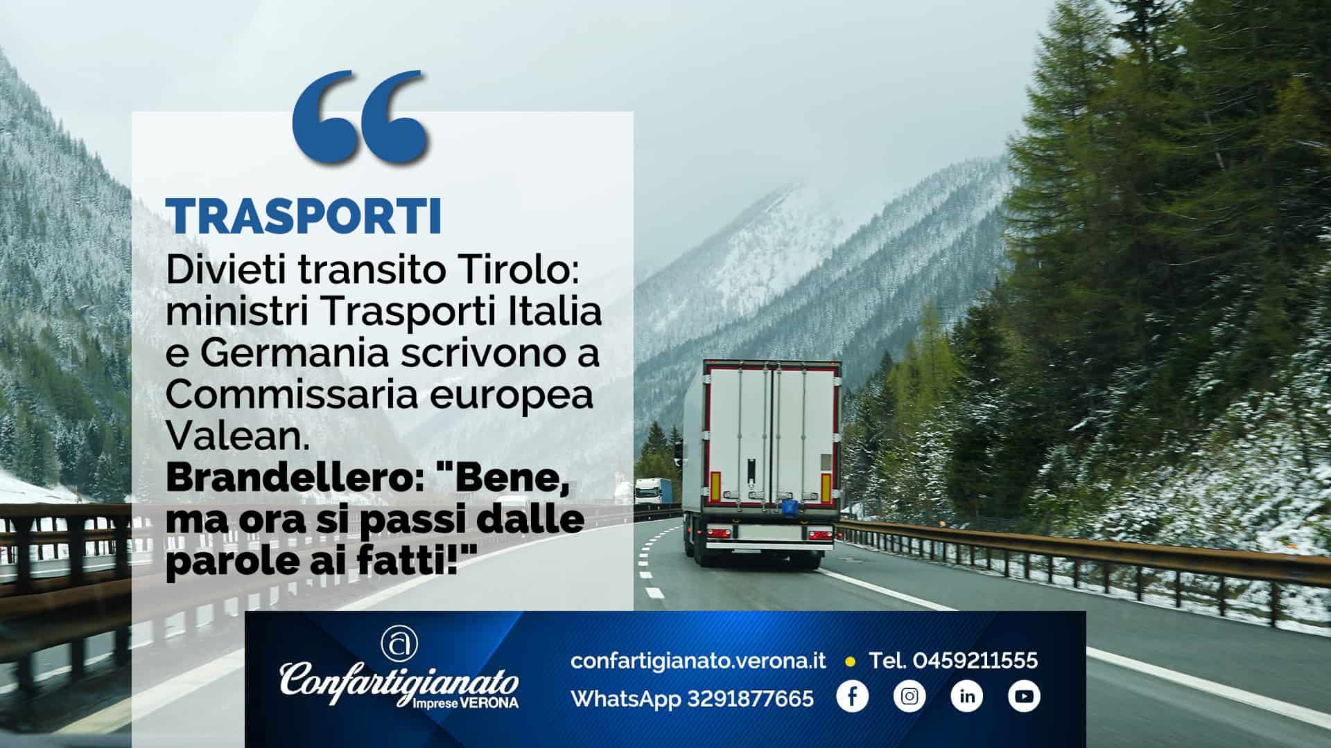TRASPORTI – Divieti transito Tirolo: ministri Trasporti italiano e tedesco scrivono a Commissaria Valean. Brandellero: "Bene, ma ora si passi dalle parole ai fatti"