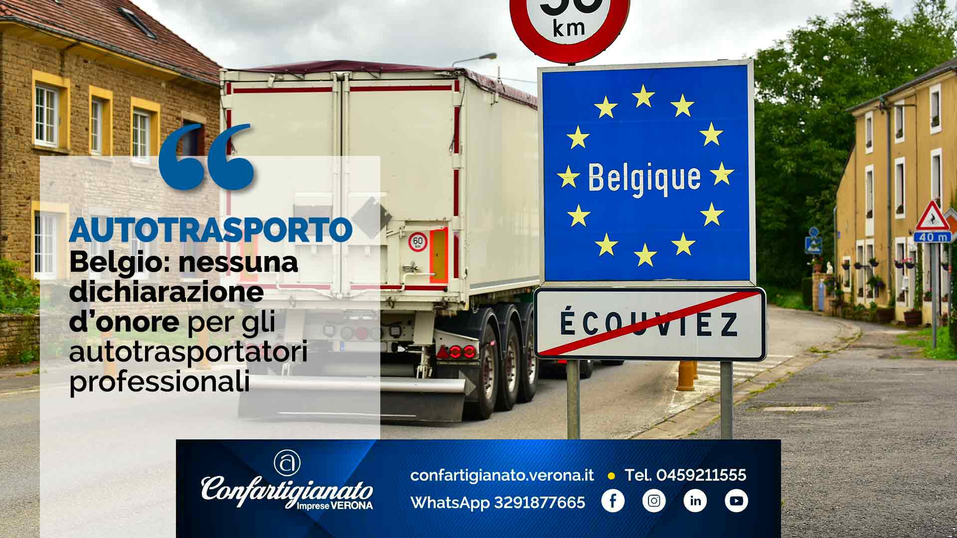 AUTOTRASPORTO – Belgio: nessuna dichiarazione d’onore per i trasportatori professionali