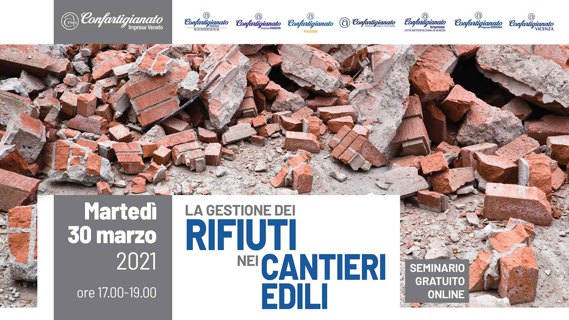 EDILIZIA – Seminario on-line ‘La gestione dei rifiuti nei cantieri edili’: 30 marzo. Iscriviti subito!