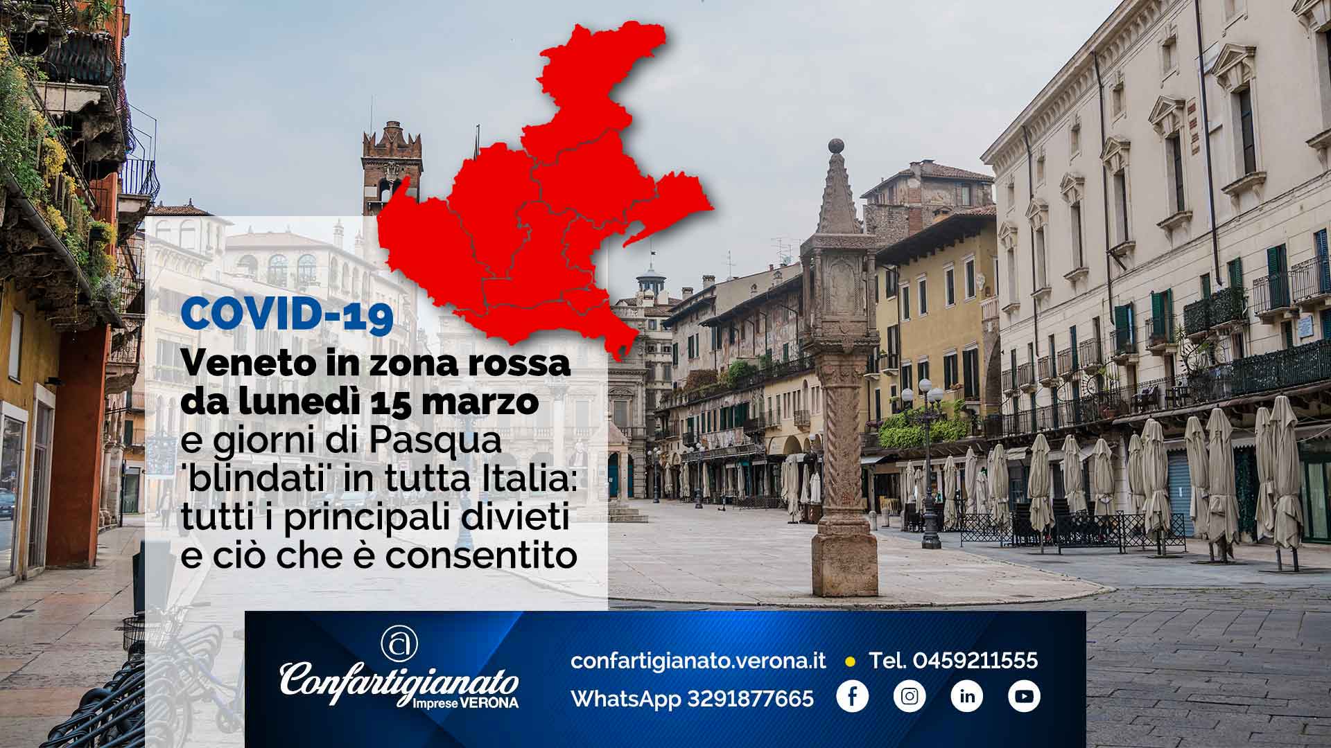 COVID-19 – Veneto in 'zona rossa' da lunedì 15 marzo e giorni di Pasqua 'blindati' in tutta Italia: tutti i principali divieti e ciò che è consentito