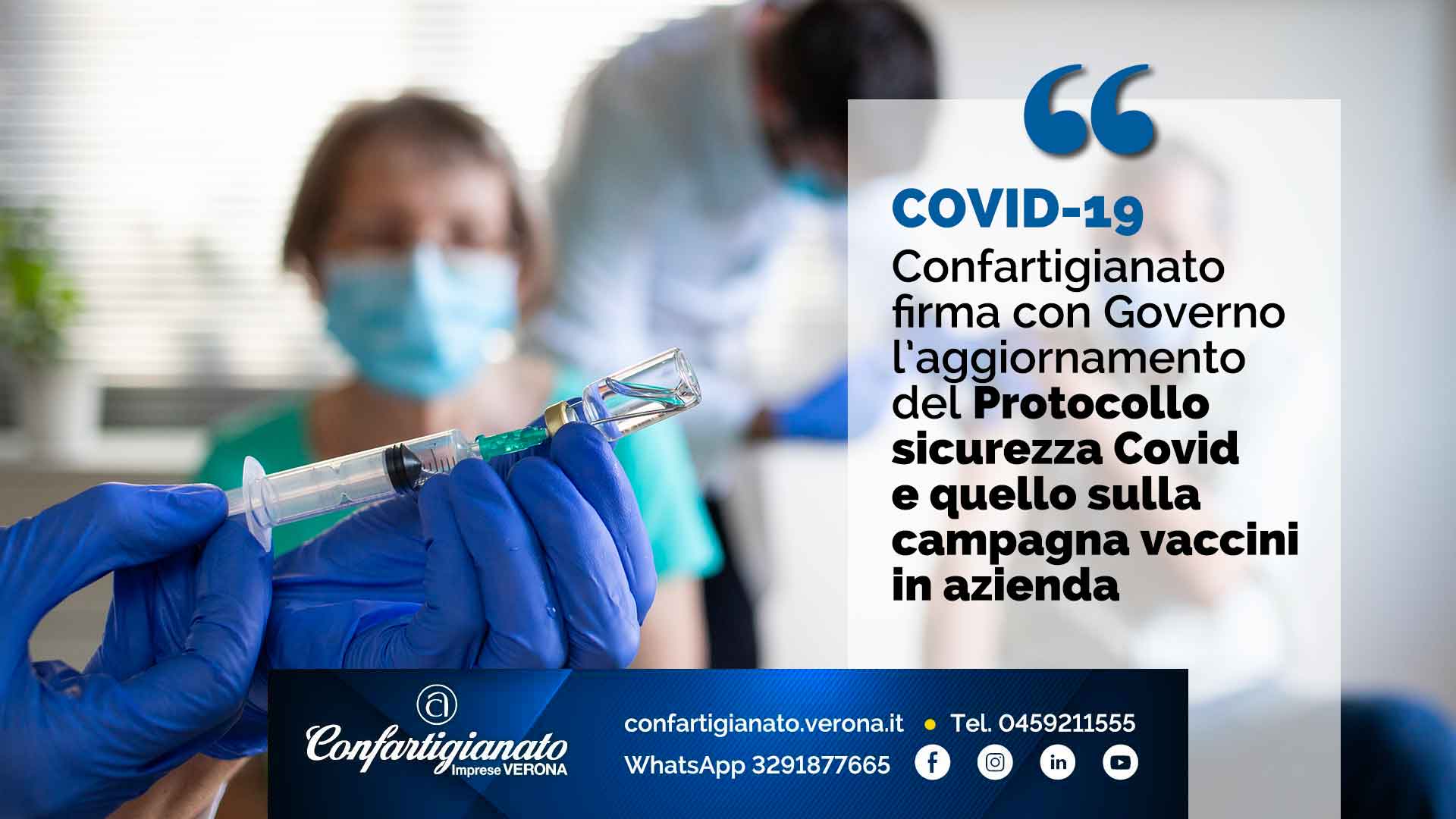 COVID 19 – Confartigianato firma con Governo l’aggiornamento del Protocollo sicurezza Covid e quello sulla campagna vaccini in azienda