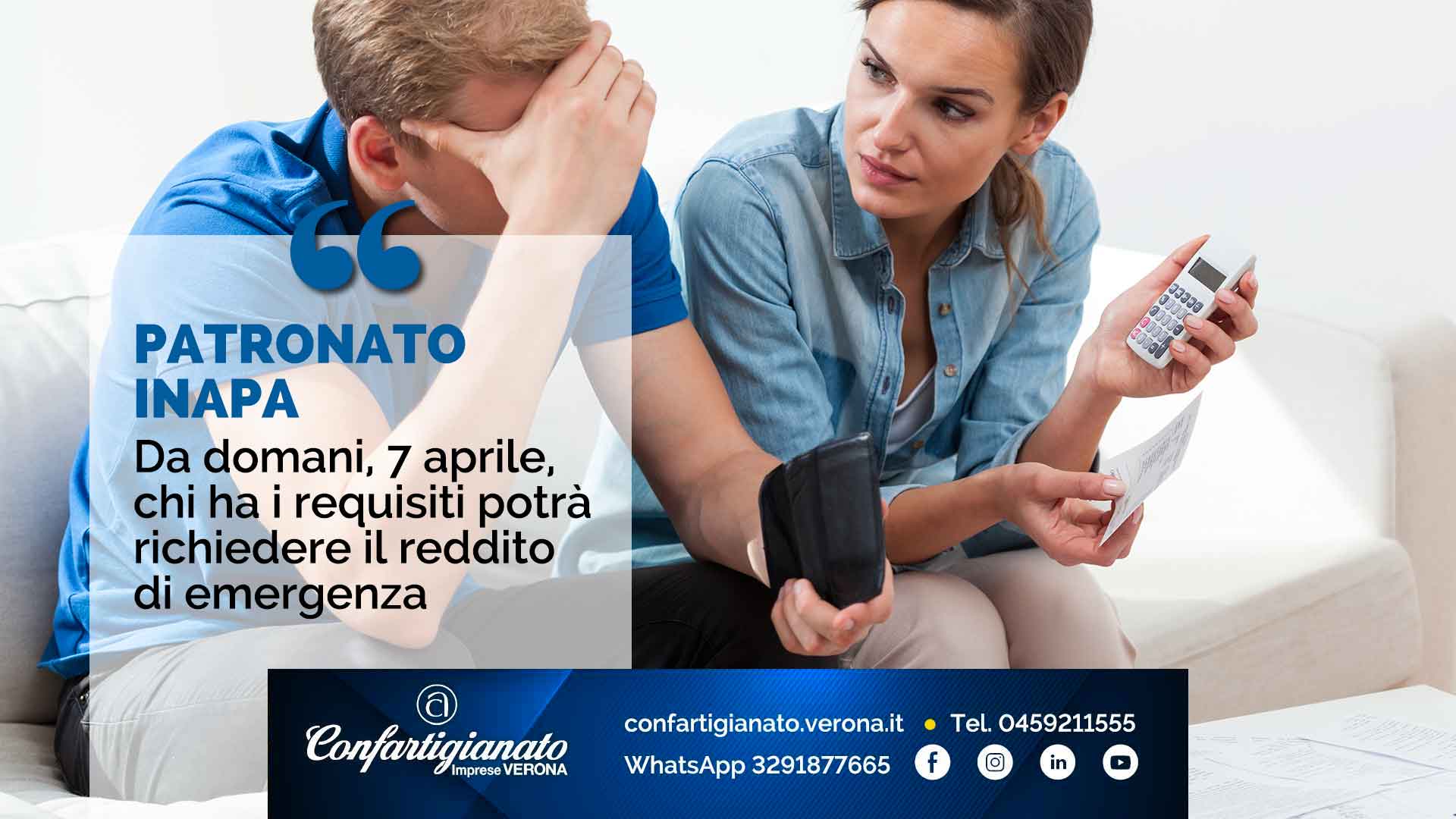 PATRONATO INAPA – Da domani, 7 aprile, chi ha i requisiti potrà richiedere il reddito di emergenza