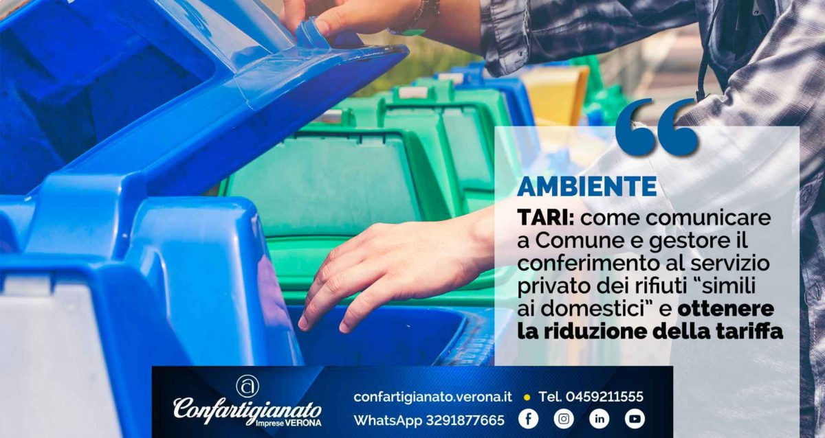 AMBIENTE – TARI: come comunicare a Comune e gestore il conferimento al servizio privato dei rifiuti “simili ai domestici” e ottenere la riduzione della tariffa