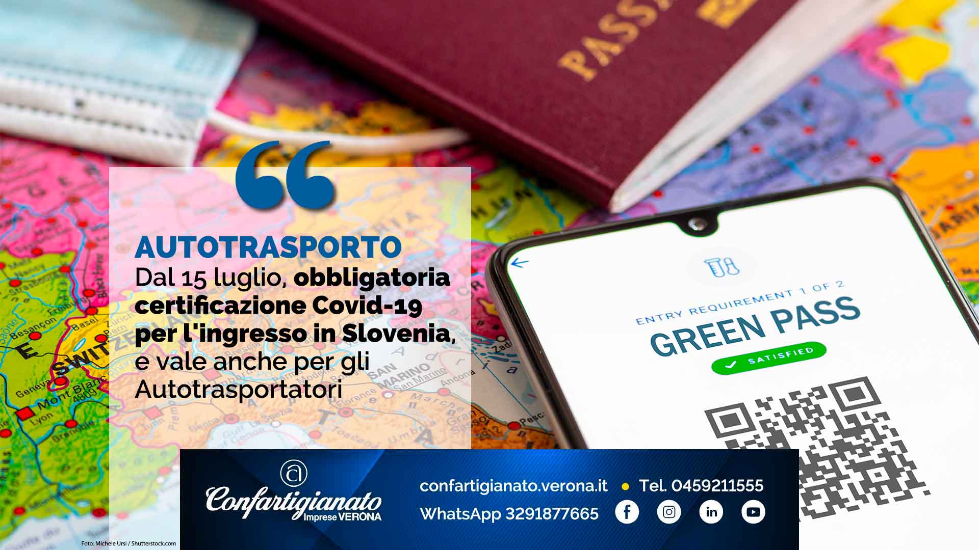 AUTOTRASPORTO – Dal 15 luglio, obbligatoria certificazione Covid-19 per l'ingresso in Slovenia, e vale anche per gli Autotrasportatori