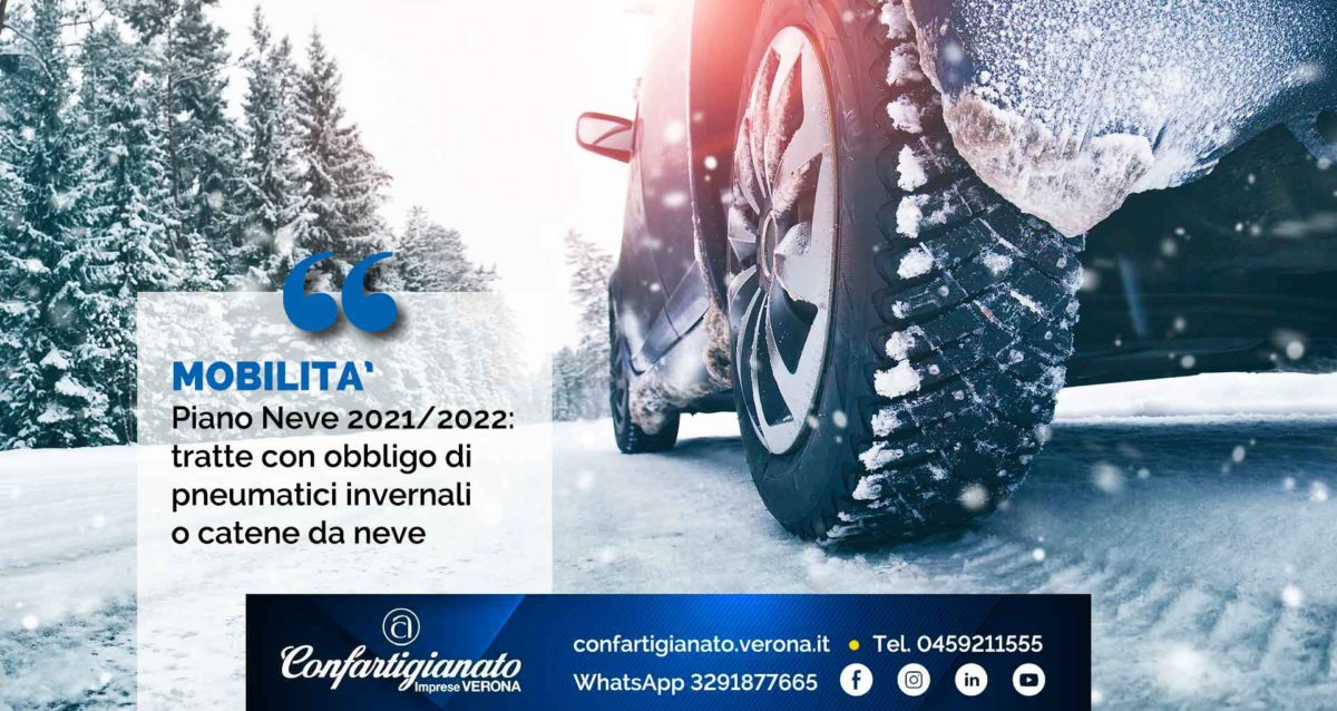 MOBILITA' – Piano Neve 2021/2022: tratte con obbligo di pneumatici invernali o catene da neve