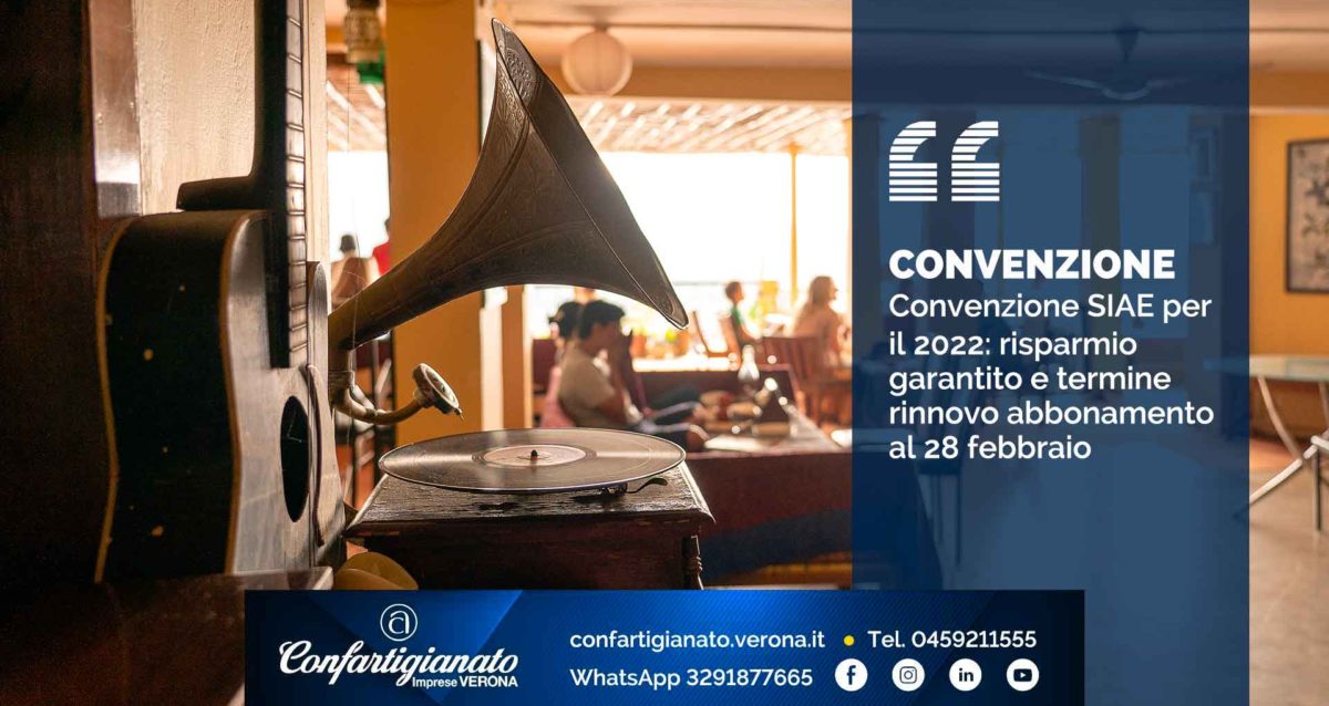 CONVENZIONE – Convenzione SIAE per il 2022: risparmio garantito e termine rinnovo abbonamento al 28 febbraio