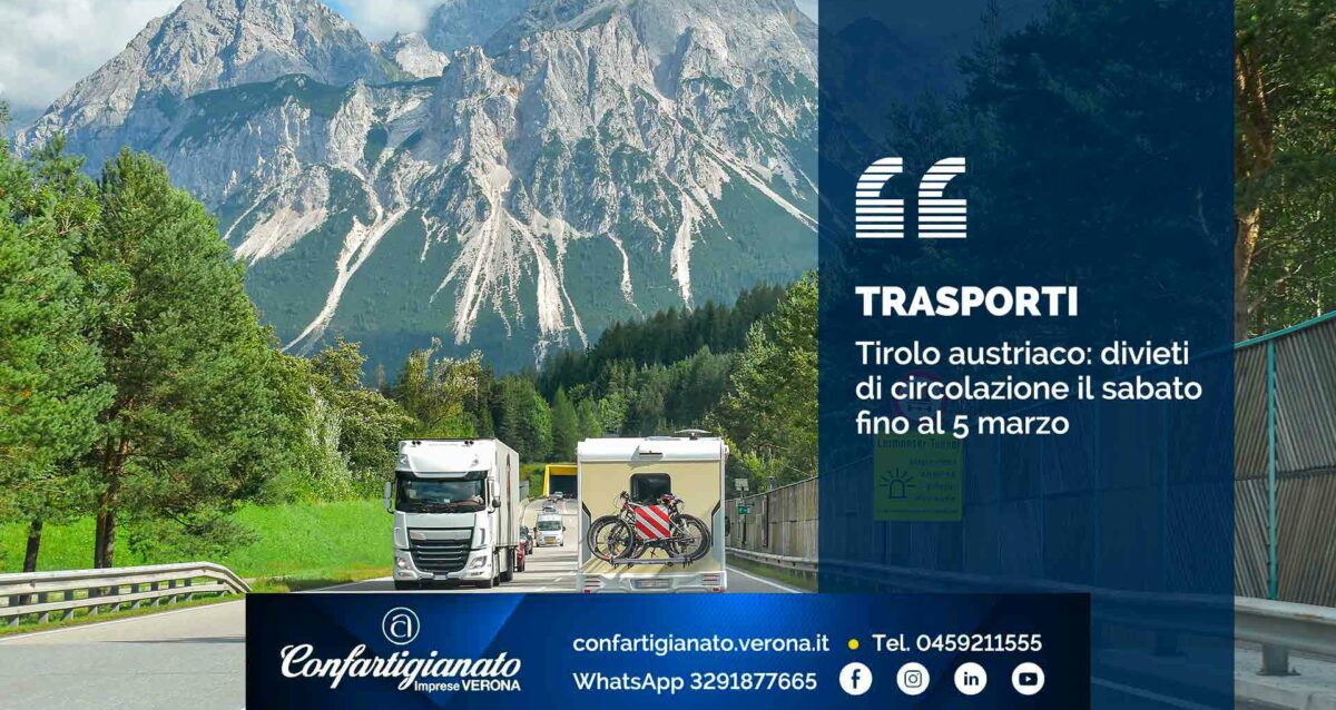 TRASPORTI – Tirolo austriaco: divieti di circolazione il sabato fino al 5 marzo
