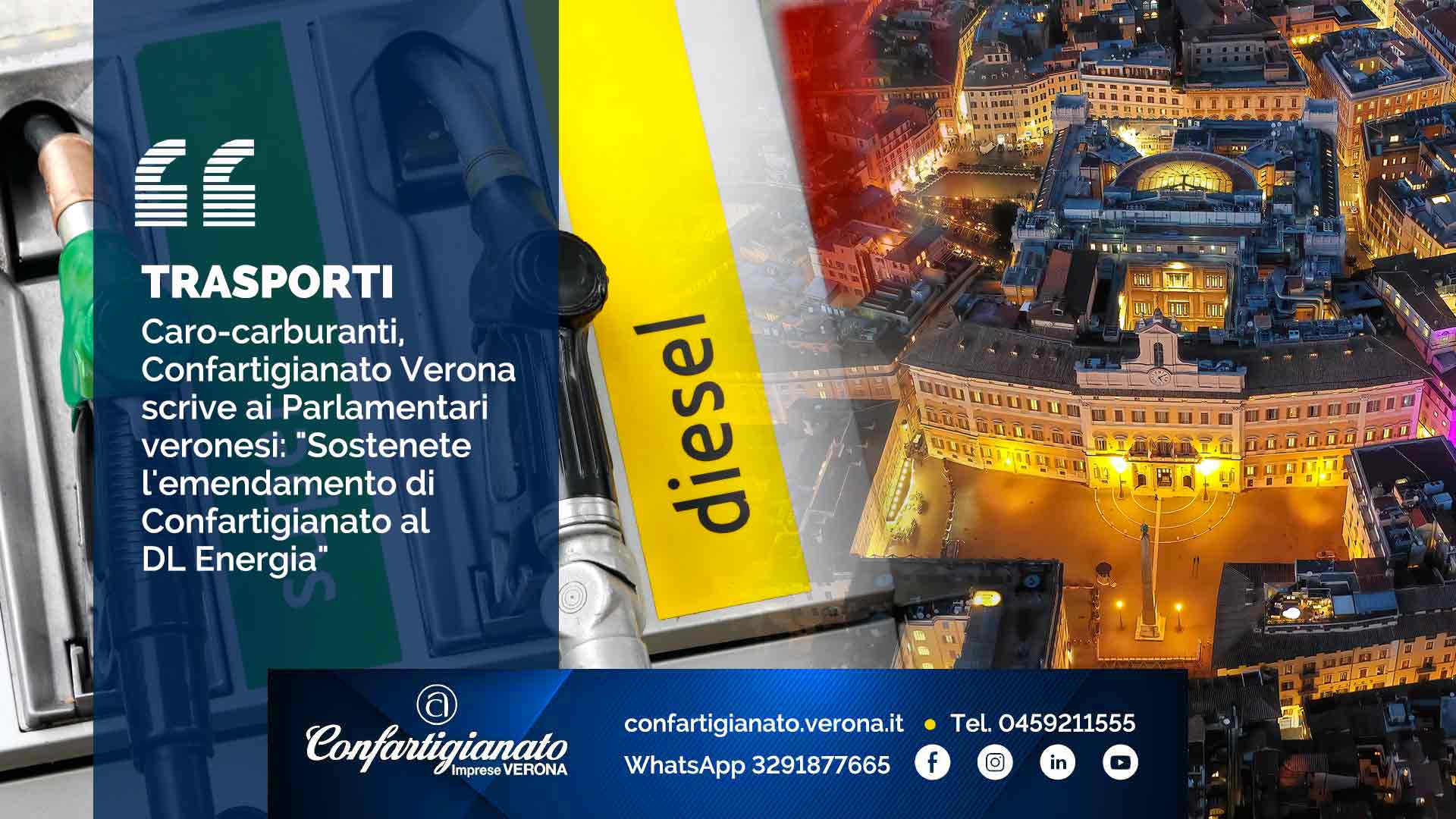 TRASPORTI – Caro-carburanti, Confartigianato Verona scrive ai Parlamentari veronesi: "Sostenete l'emendamento di Confartigianato al DL Energia"
