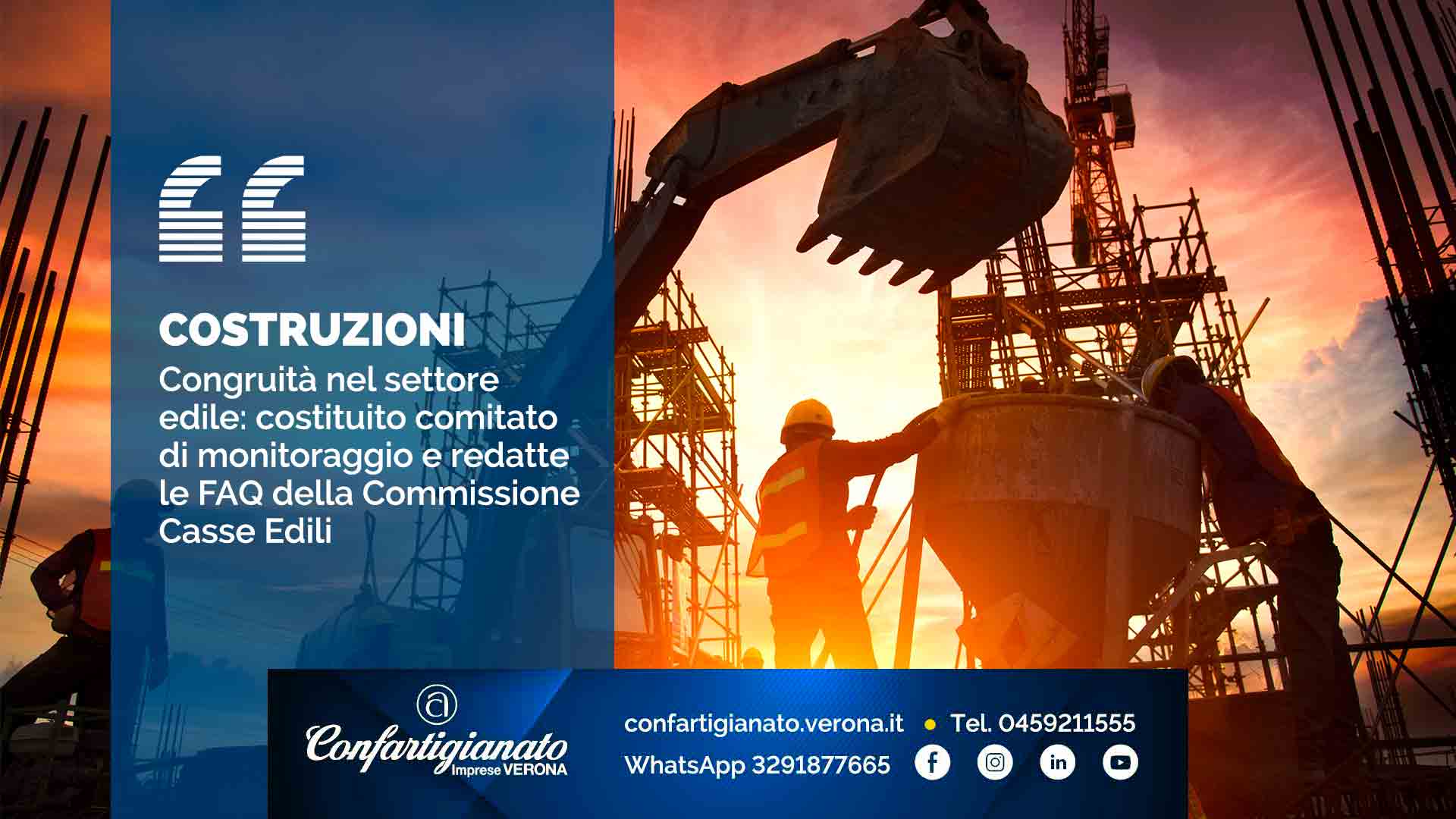 COSTRUZIONI – Congruità nel settore edile: costituito comitato di monitoraggio e redatte le FAQ della Commissione Casse Edili