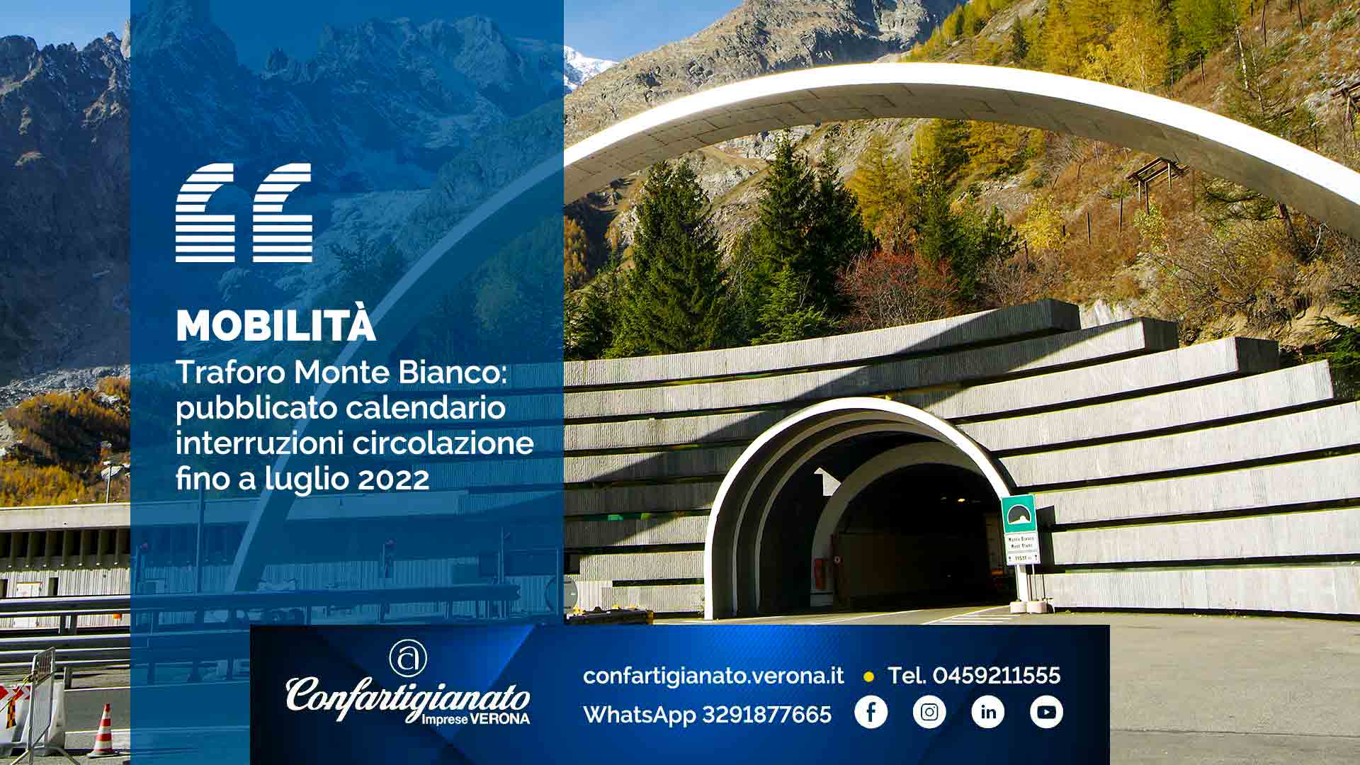 MOBILITA' – Traforo Monte Bianco: pubblicato calendario interruzioni circolazione marzo-luglio 2022