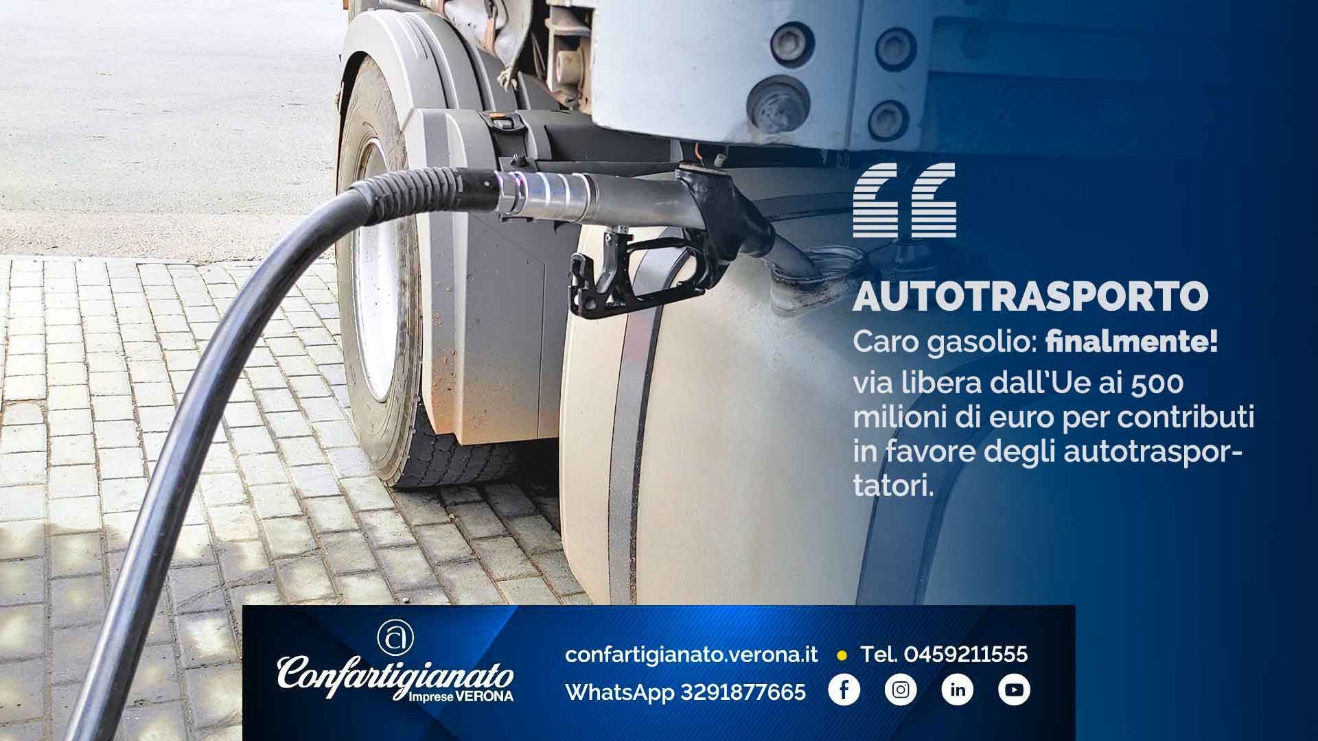 AUTOTRASPORTO – Caro gasolio: via libera dall’Ue ai 500 milioni di euro per contributi in favore degli autotrasportatori
