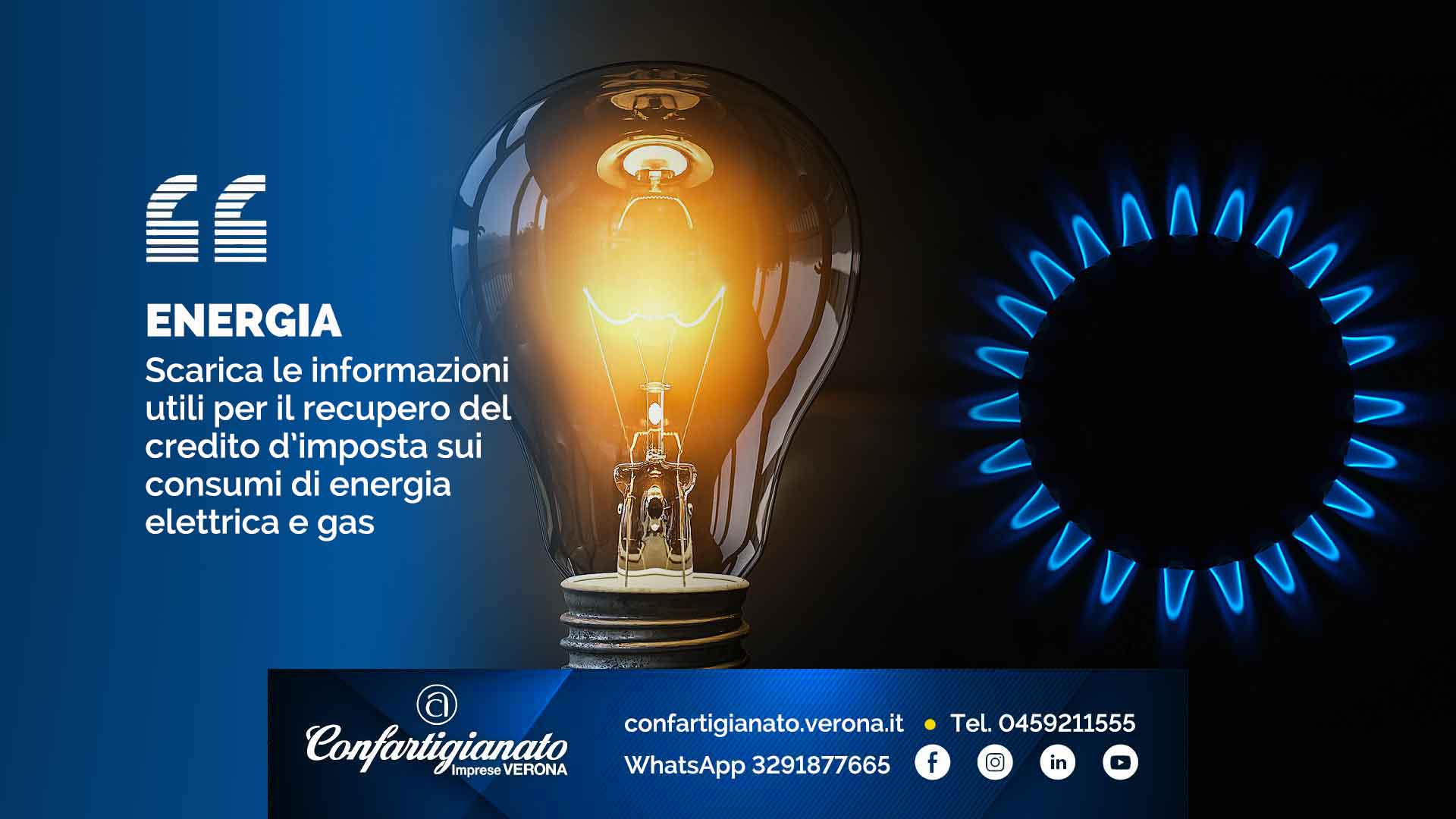 ENERGIA – Scarica le informazioni utili per il recupero del credito d’imposta sui consumi di energia elettrica e gas