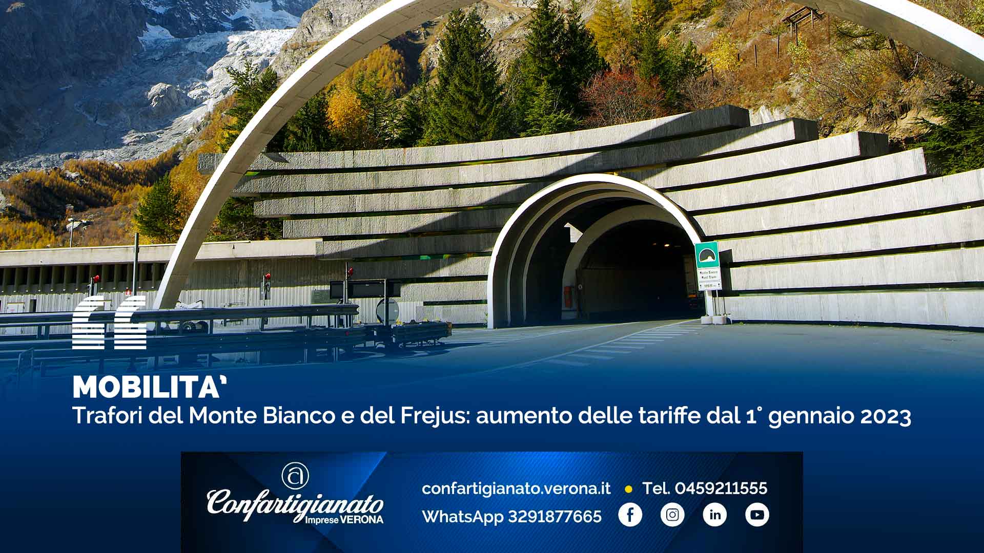 MOBILITA' – Trafori del Monte Bianco e del Frejus: aumento delle tariffe dal 1° gennaio 2023