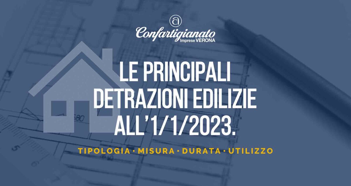 EDILIZIA – Le principali detrazioni edilizie attive al 1° gennaio 2023: la guida di Confartigianato