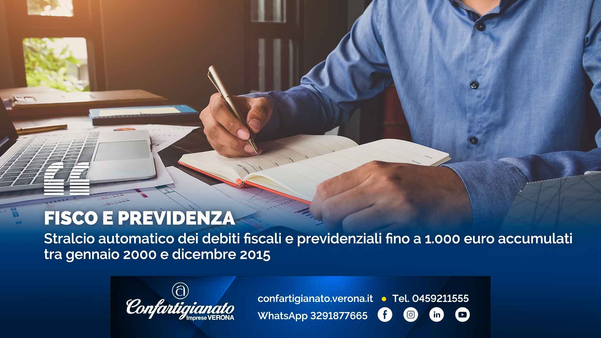FISCO E PREVIDENZA – Stralcio automatico dei debiti fiscali e previdenziali fino a 1.000 euro accumulati tra gennaio 2000 e dicembre 2015