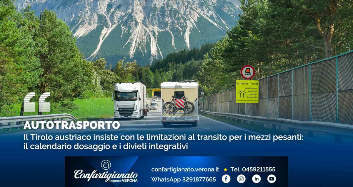 AUTOTRASPORTO – Il Tirolo austriaco insiste con le limitazioni al transito per i mezzi pesanti: il calendario dosaggio e i divieti integrativi