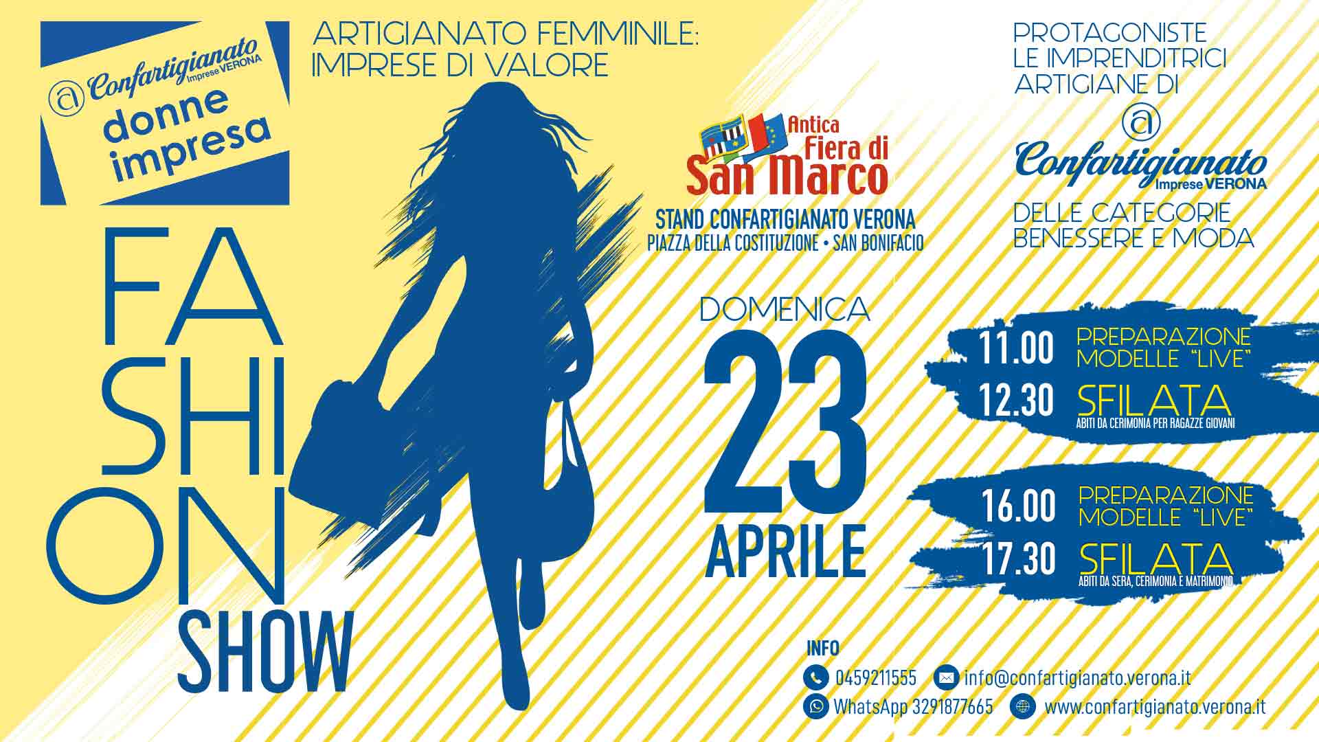 SAN BONIFACIO – Fiera di San Marco, domenica 23 aprile, giornata dedicata alle Donne di Confartigianato: due fashion show con le artigiane del Benessere e della Moda