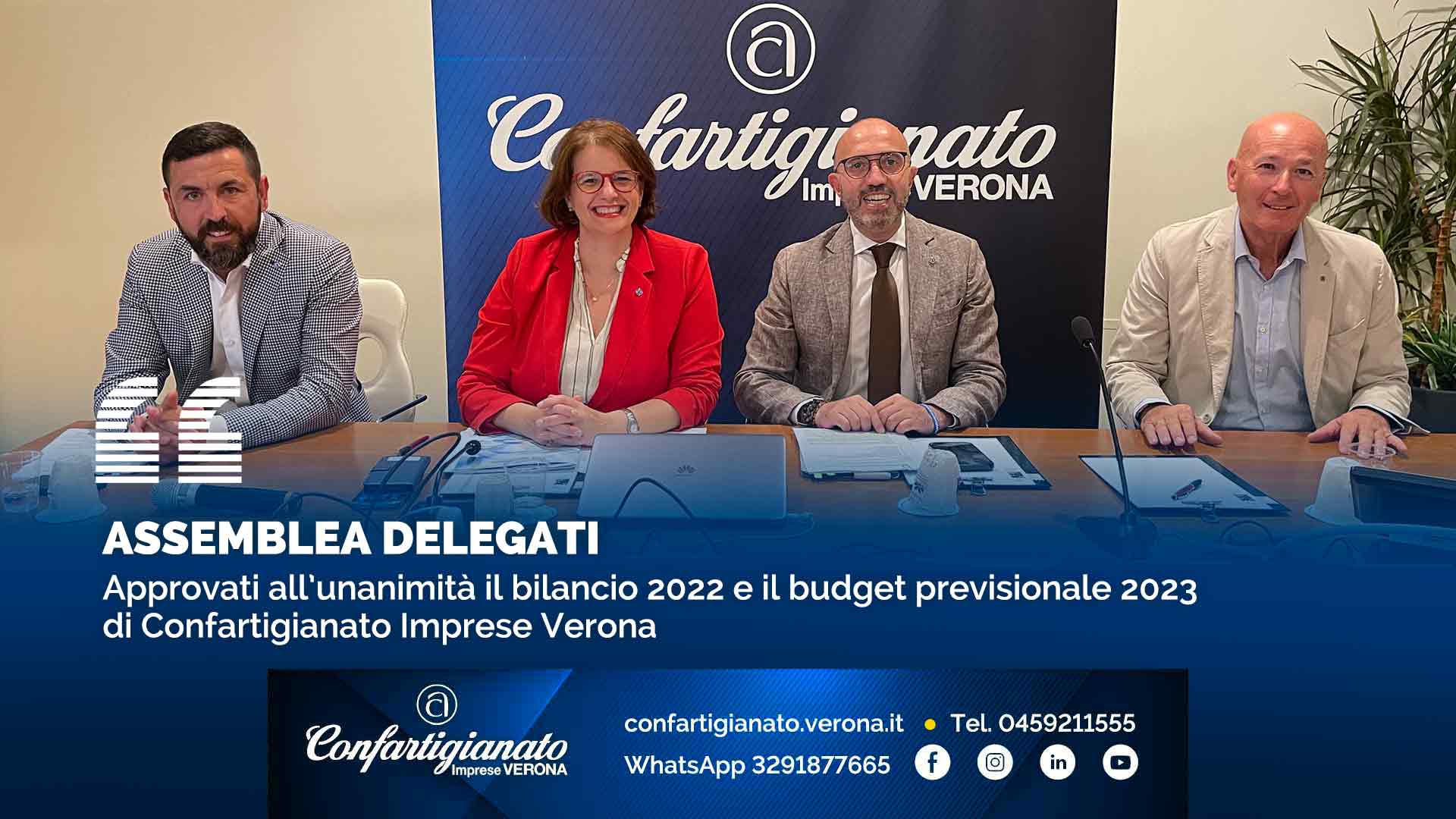 ASSEMBLEA DELEGATI – Approvati all’unanimità il bilancio 2022 e il budget previsionale 2023 di Confartigianato Verona
