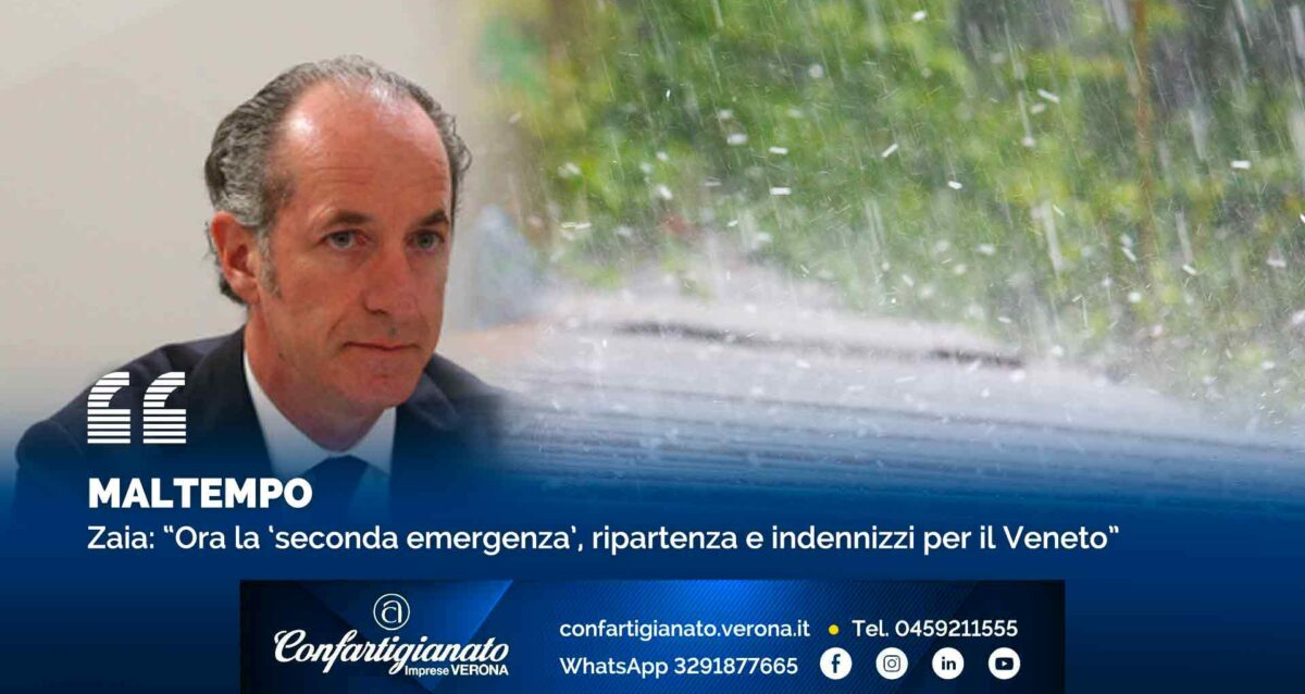 MALTEMPO – Zaia: “Ora la ‘seconda emergenza’, ripartenza e indennizzi per il Veneto”
