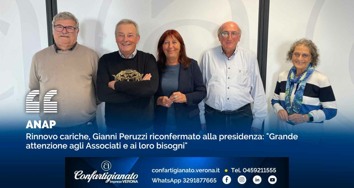 ANAP – Rinnovo cariche, Gianni Peruzzi riconfermato alla presidenza: "Grande attenzione agli Associati e ai loro bisogni"