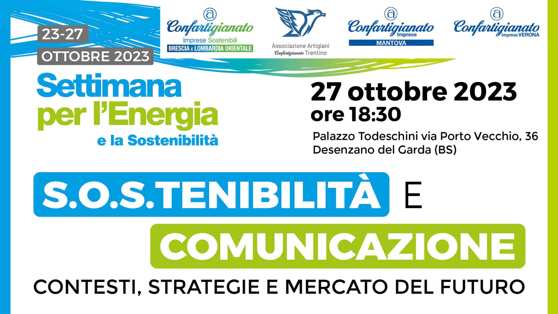 EVENTO – Settimana per l’Energia e la Sostenibilità per guidare le Mpi nella transizione green: il 27 ottobre, convegno a Desenzano del Garda. Iscriviti per partecipare