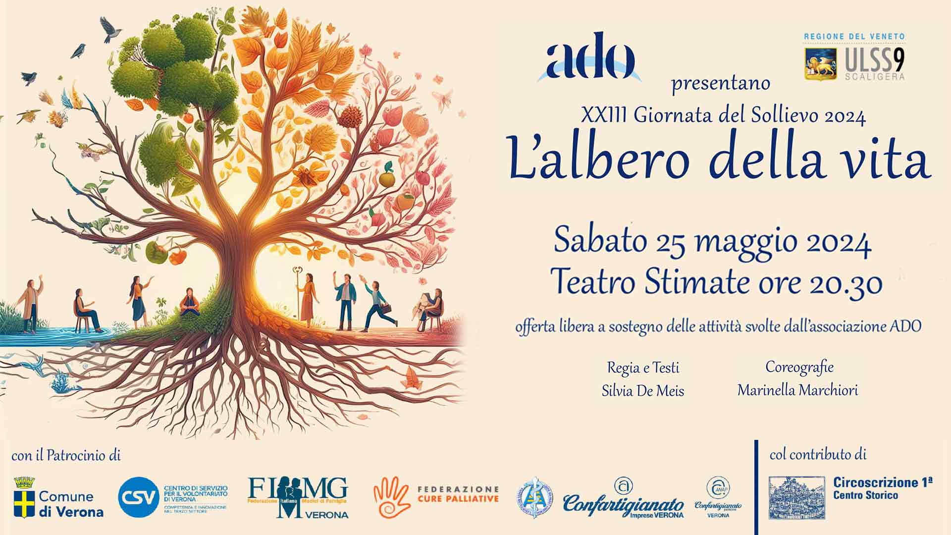 ANAP – Giornata del Sollievo: invito allo spettacolo "L'Albero della Vita", 25 maggio, Teatro Nuovo, a sostegno dell'ADO