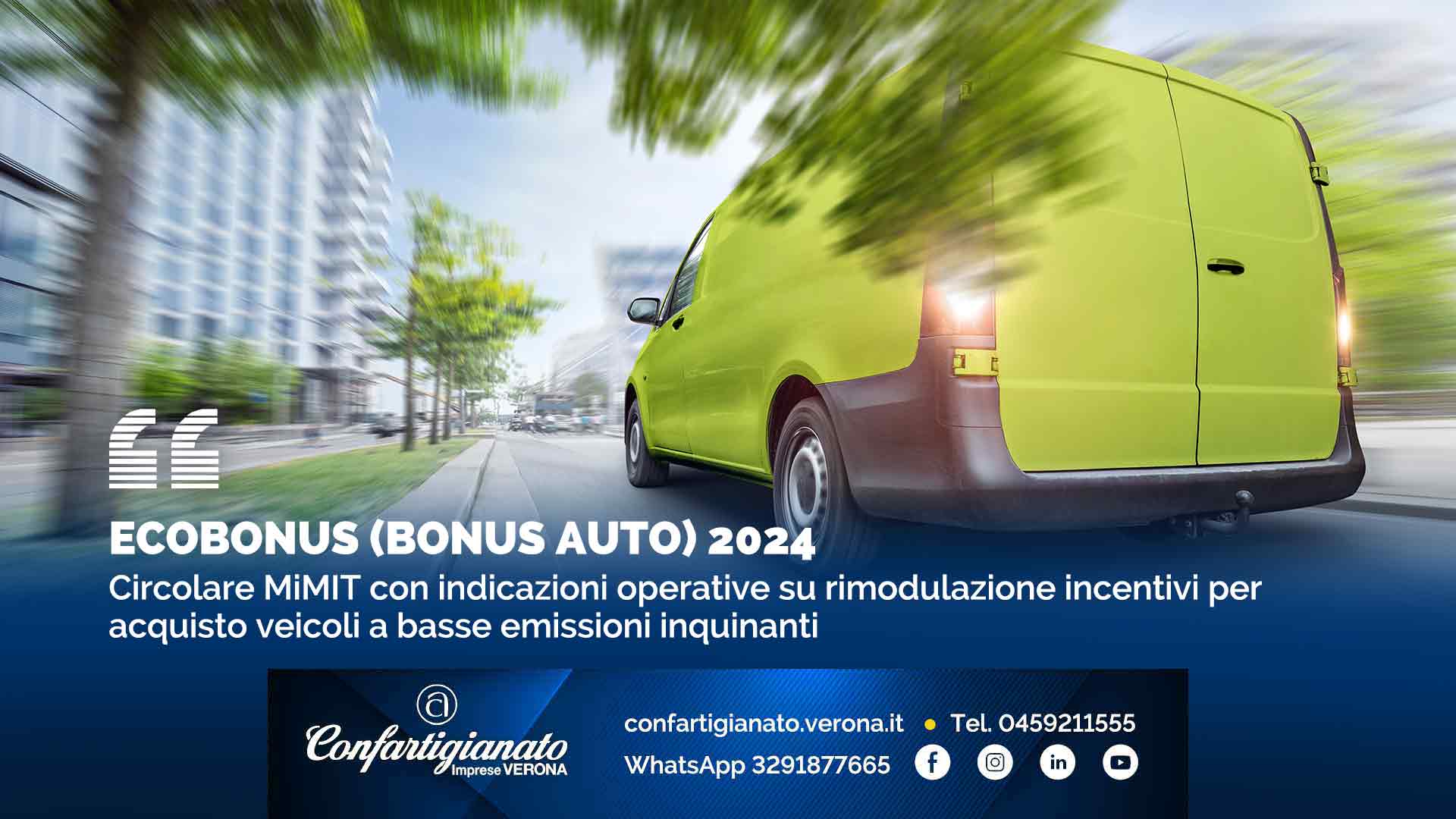 ECOBONUS (BONUS AUTO) 2024 – Circolare MiMIT con indicazioni operative su rimodulazione incentivi per acquisto veicoli a basse emissioni inquinanti