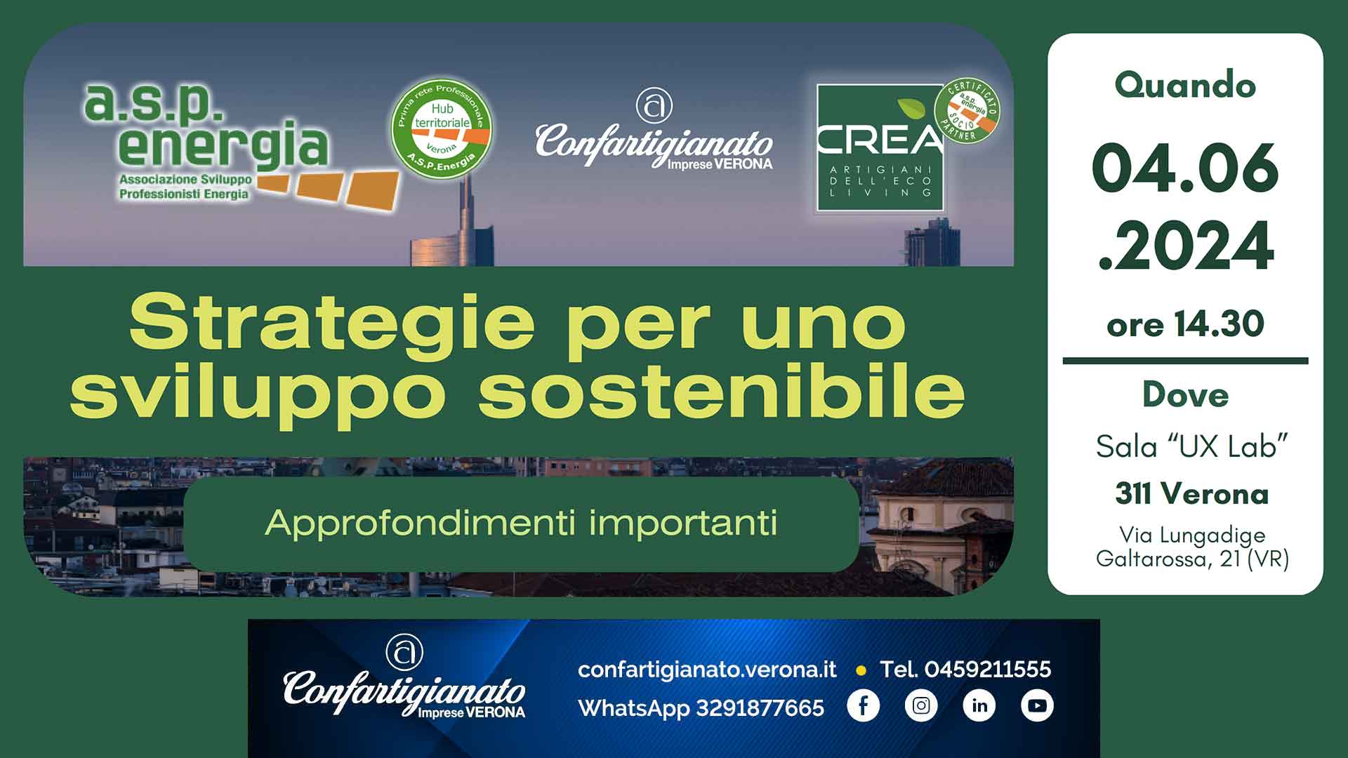 IMPIANTI & COSTRUZIONI – Partecipa all'incontro “Strategie per uno sviluppo sostenibile”: martedì 4 giugno, al 311 di Verona. Iscriviti