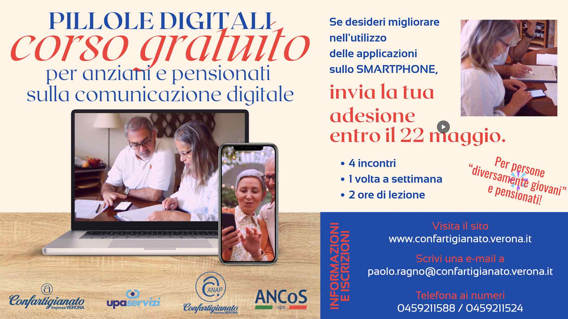 ANAP – Pillole Digitali: corso GRATUITO per anziani e pensionati su smartphone, applicazioni e comunicazione digitale. Iscriviti