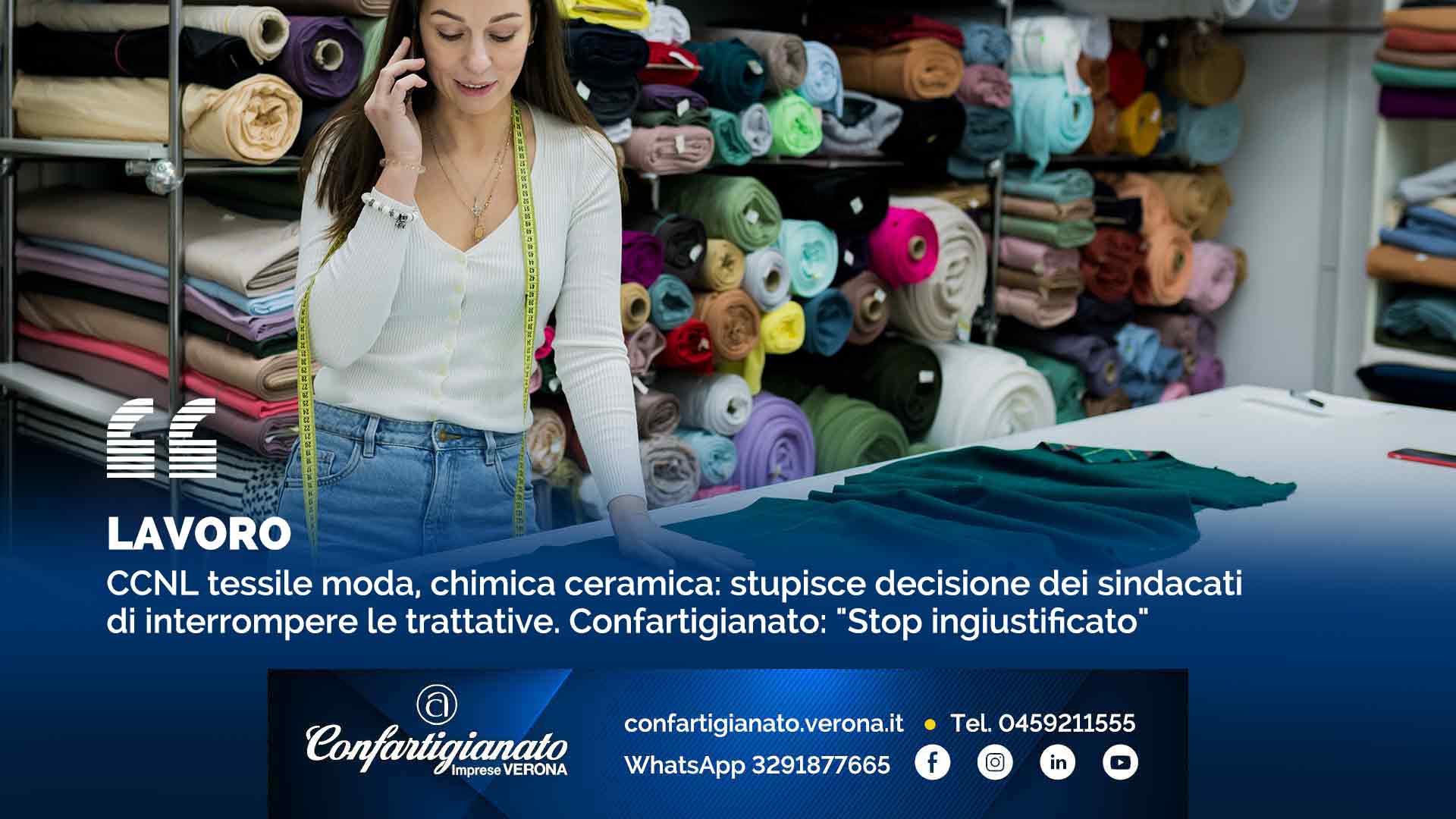 LAVORO – Ccnl tessile moda, chimica ceramica: stupisce decisione dei sindacati di interrompere trattative. Confartigianato: "Stop ingiustificato"