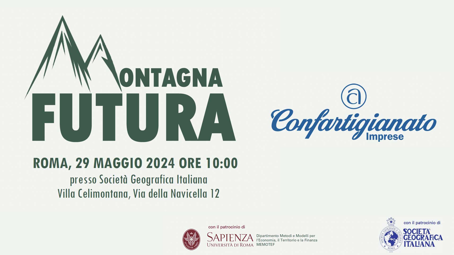 EVENTO – Convegno conclusivo "Montagna Futura": il 29 maggio alla Società Italiana Geografica di Roma