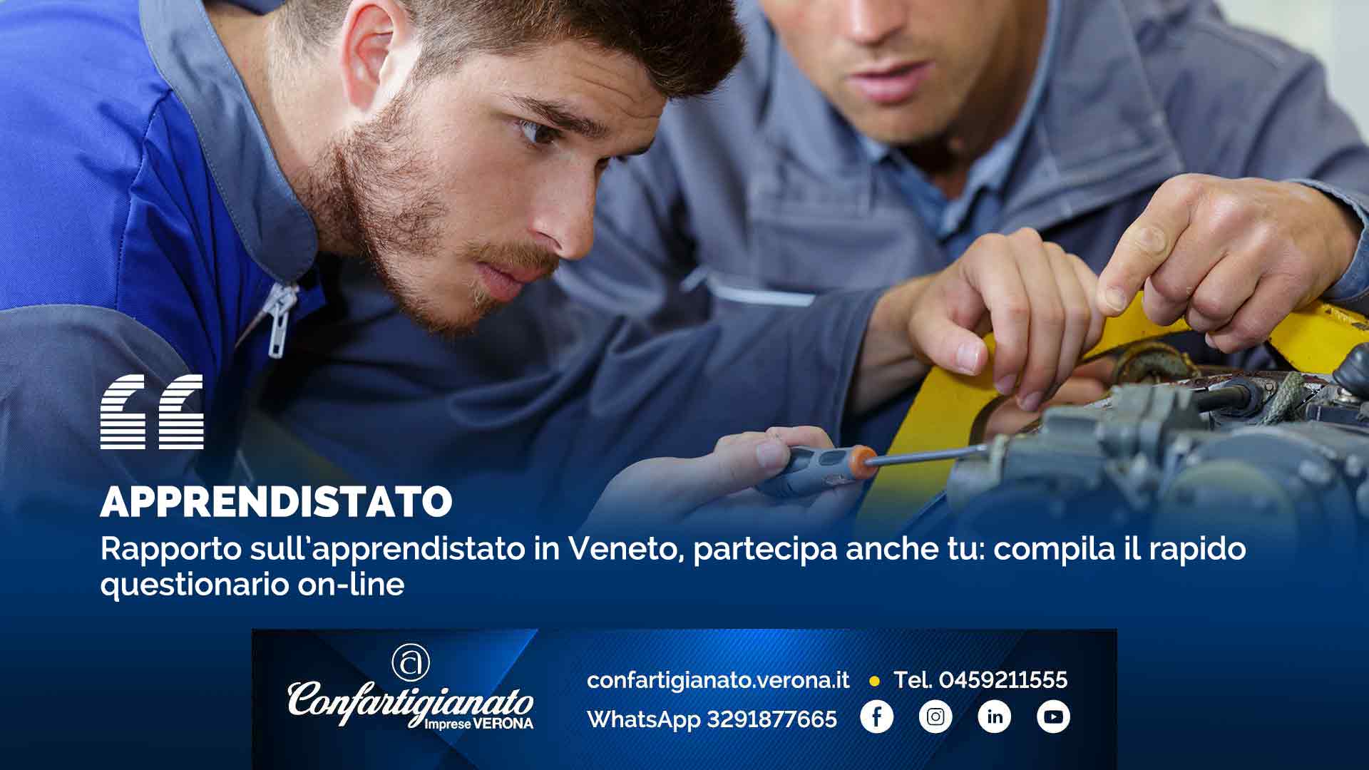 APPRENDISTATO – Rapporto sull’apprendistato in Veneto, partecipa anche tu: compila il rapido questionario on-line