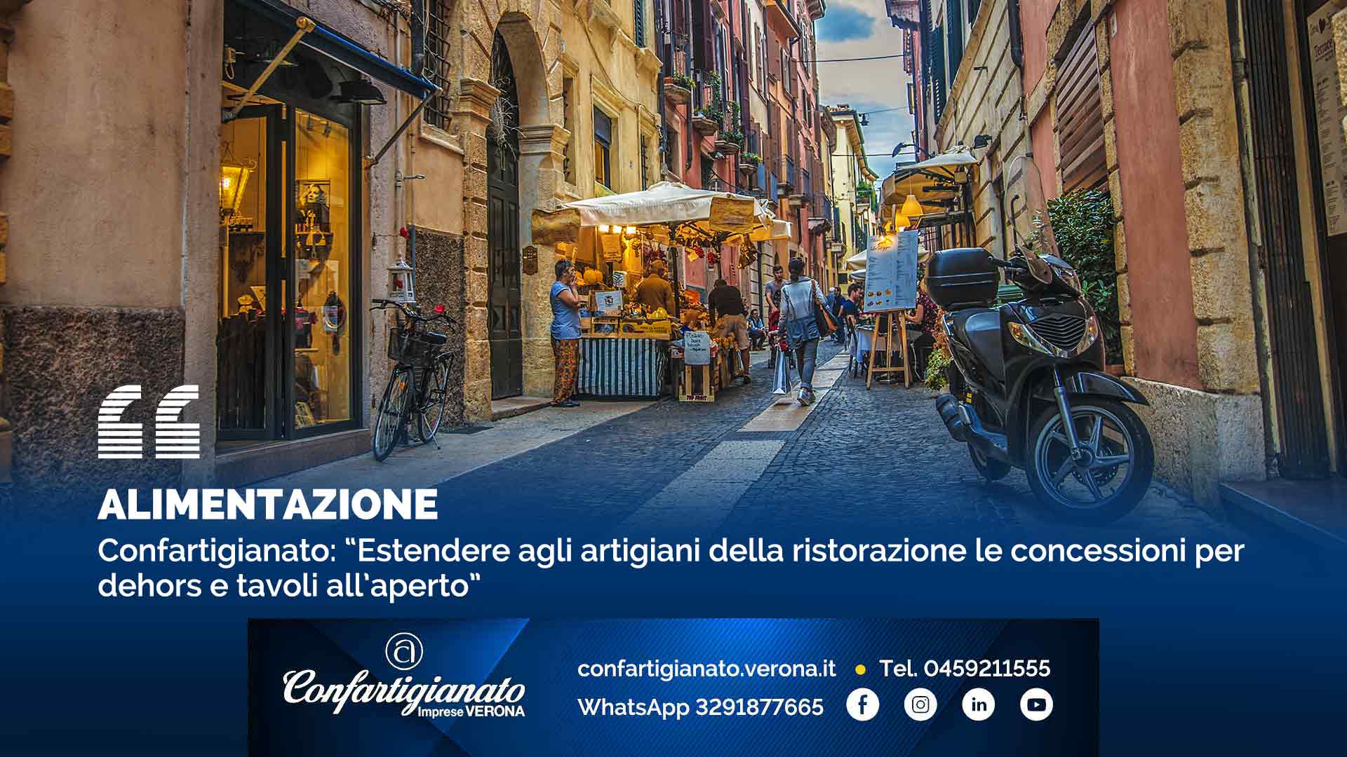 ALIMENTAZIONE – Confartigianato: “Estendere agli artigiani della ristorazione le concessioni per dehors e tavoli all’aperto”