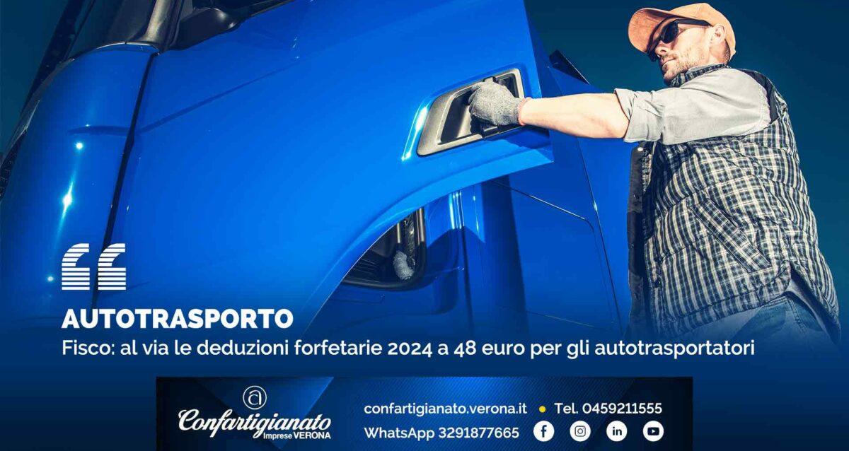 AUTOTRASPORTO – Fisco: al via le deduzioni forfetarie 2024 a 48 euro per gli autotrasportatori