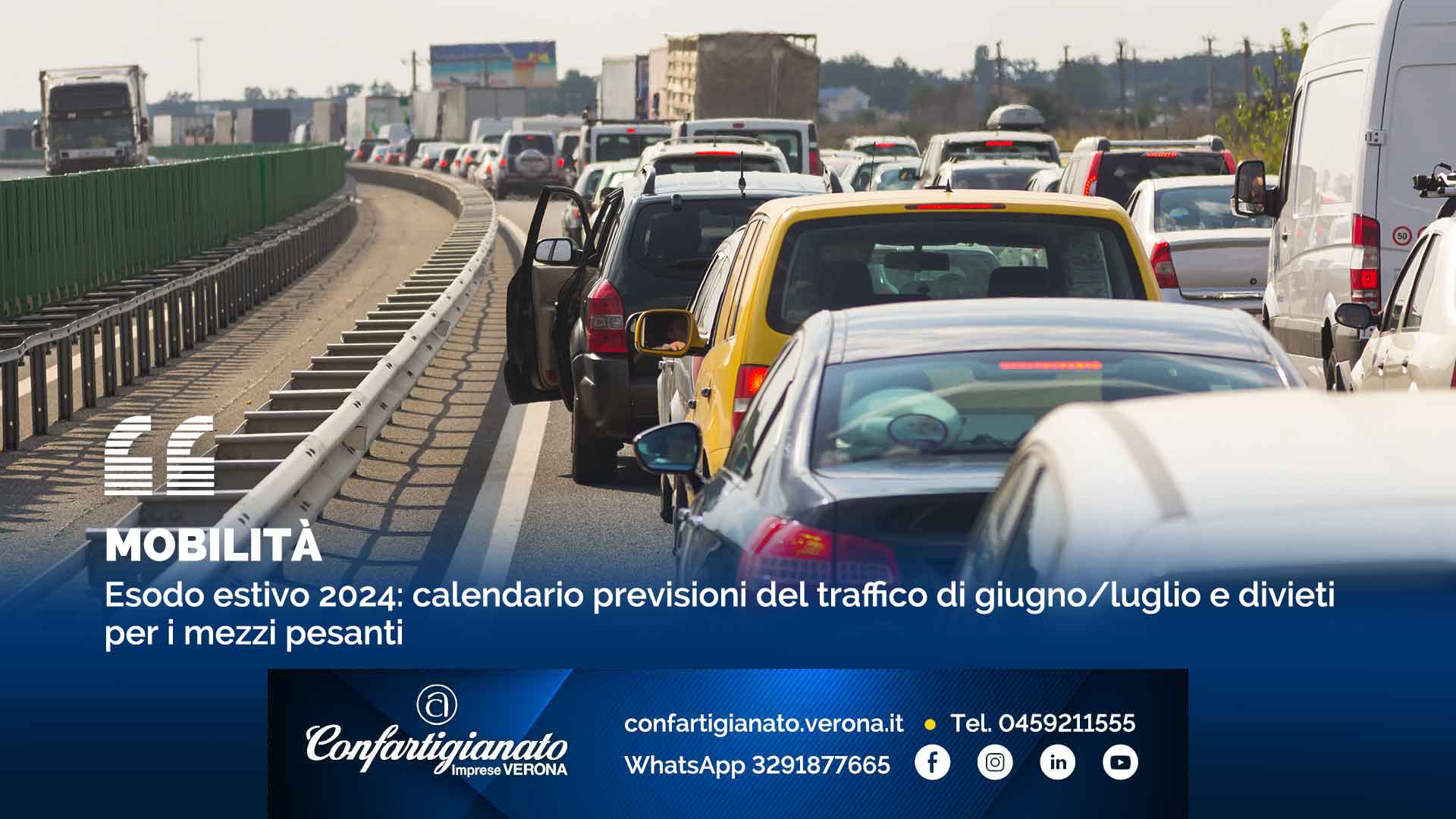 MOBILITÀ – Esodo estivo 2024: calendario previsioni del traffico di giugno/luglio e divieti per i mezzi pesanti