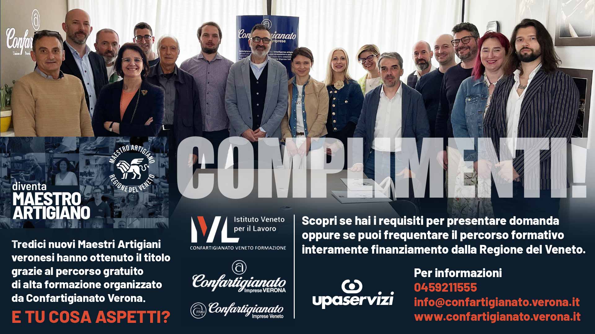 MAESTRO ARTIGIANO – Grazie al corso di alta formazione di Confartigianato Verona, complimenti ai 13 nuovi Maestri Artigiani veronesi. Partecipa al nuovo percorso formativo!