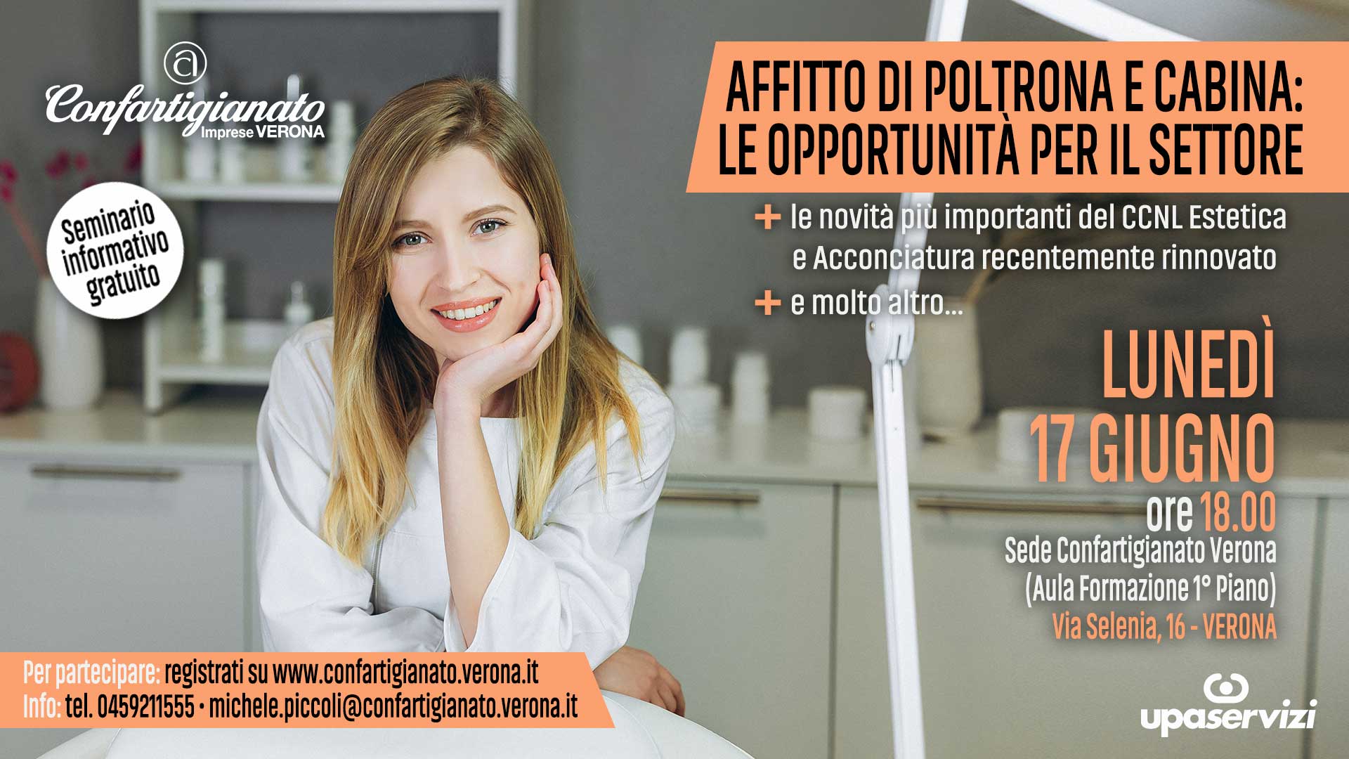 ESTETICA – "Affitto di poltrona e cabina: le opportunità per il settore": lunedì 17 giugno, seminario informativo su questo e altri temi. Iscriviti per partecipare