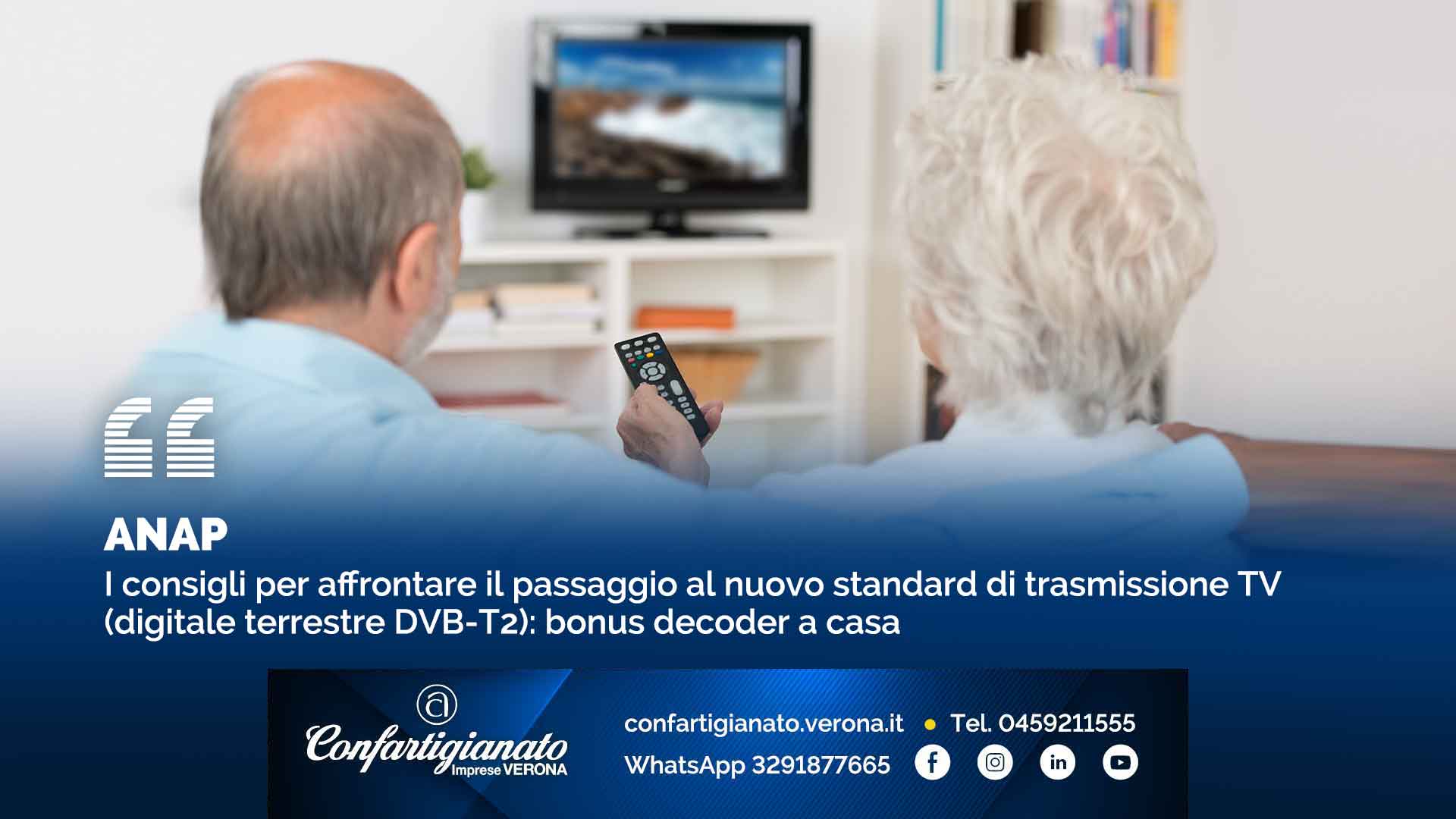 ANAP – I consigli per affrontare il passaggio al nuovo standard di trasmissione TV (digitale terrestre DVB-T2)