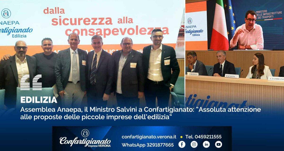 EDILIZIA – Assemblea Anaepa, il Ministro Salvini a Confartigianato: “Assoluta attenzione alle proposte delle piccole imprese dell’edilizia”