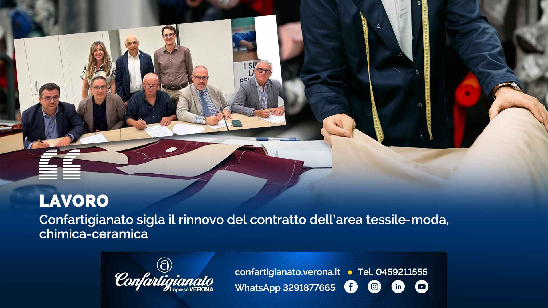 LAVORO – Confartigianato sigla il rinnovo del contratto dell’area tessile-moda, chimica-ceramica