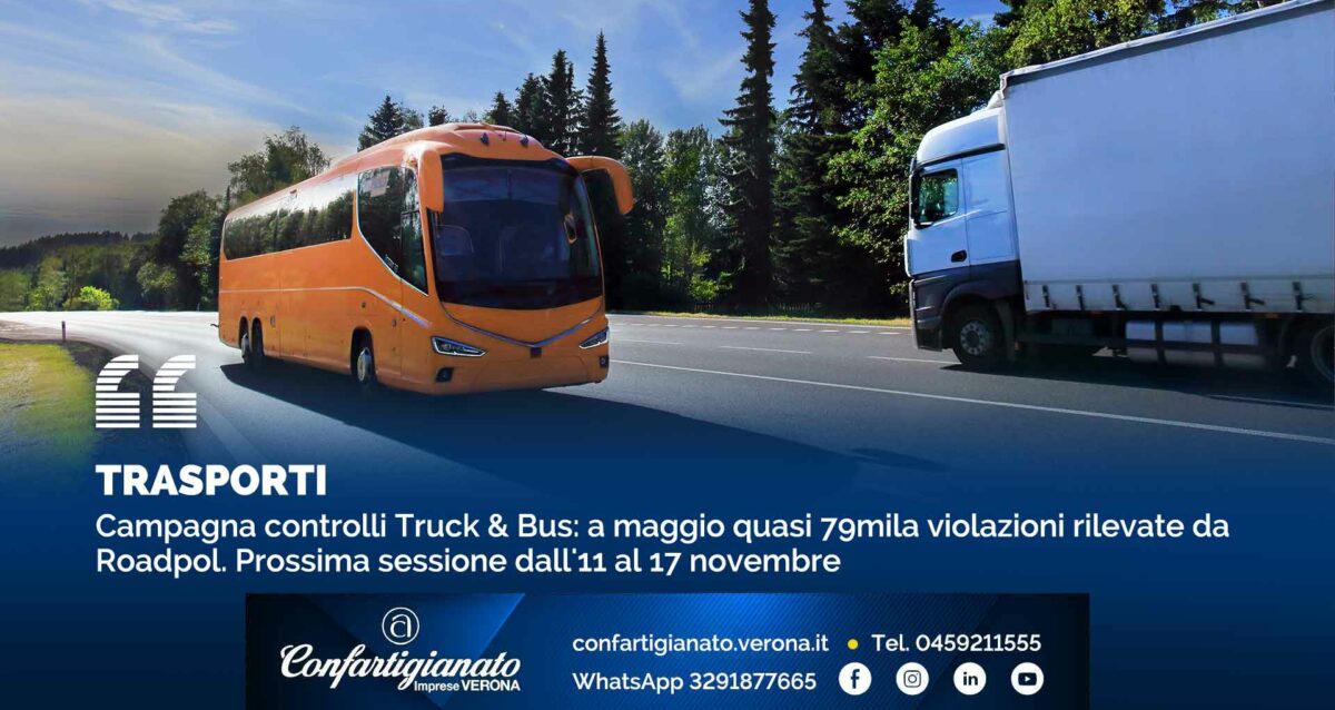 TRASPORTI – Campagna controlli Truck and Bus: a maggio quasi 79mila violazioni rilevate da Roadpol. Prossima sessione dall'11 al 17 novembre