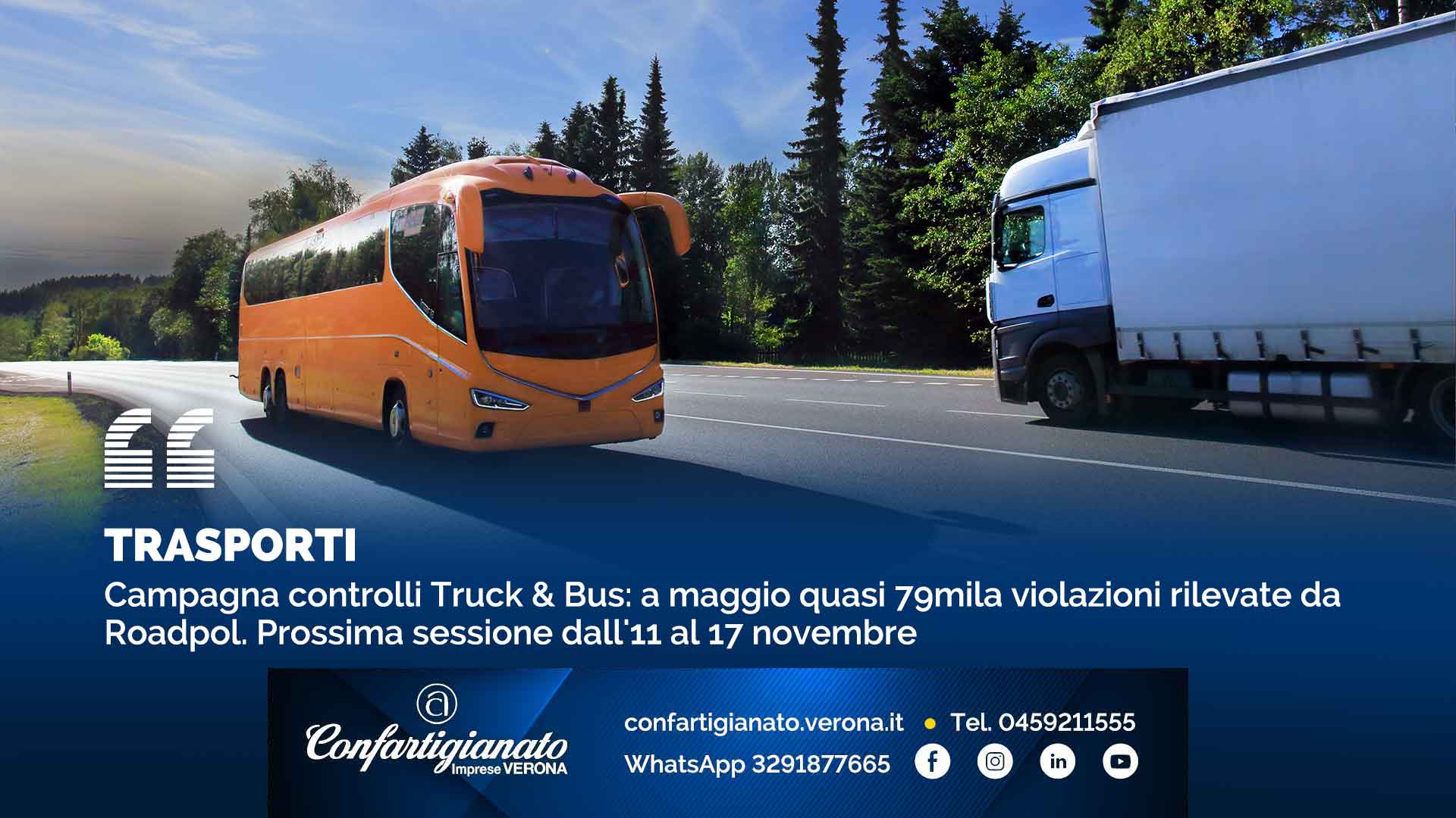 TRASPORTI – Campagna controlli Truck and Bus: a maggio quasi 79mila violazioni rilevate da Roadpol. Prossima sessione dall'11 al 17 novembre