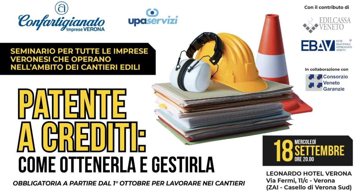 COMPARTO CASA – Patente a Crediti: come ottenerla e gestirla. Mercoledì 18 settembre, seminario informativo. Registrati per partecipare