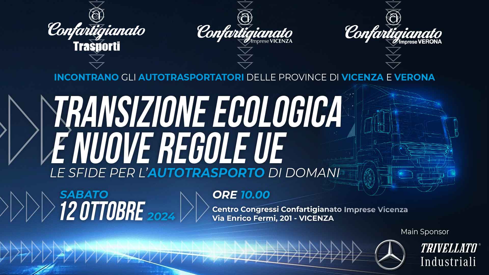 AUTOTRASPORTO – Transizione ecologica e nuove regole UE: le sfide per l’autotrasporto di domani. Sabato 12 ottobre, Confartigianato Trasporti incontra gli autotrasportatori delle province di Verona e Vicenza